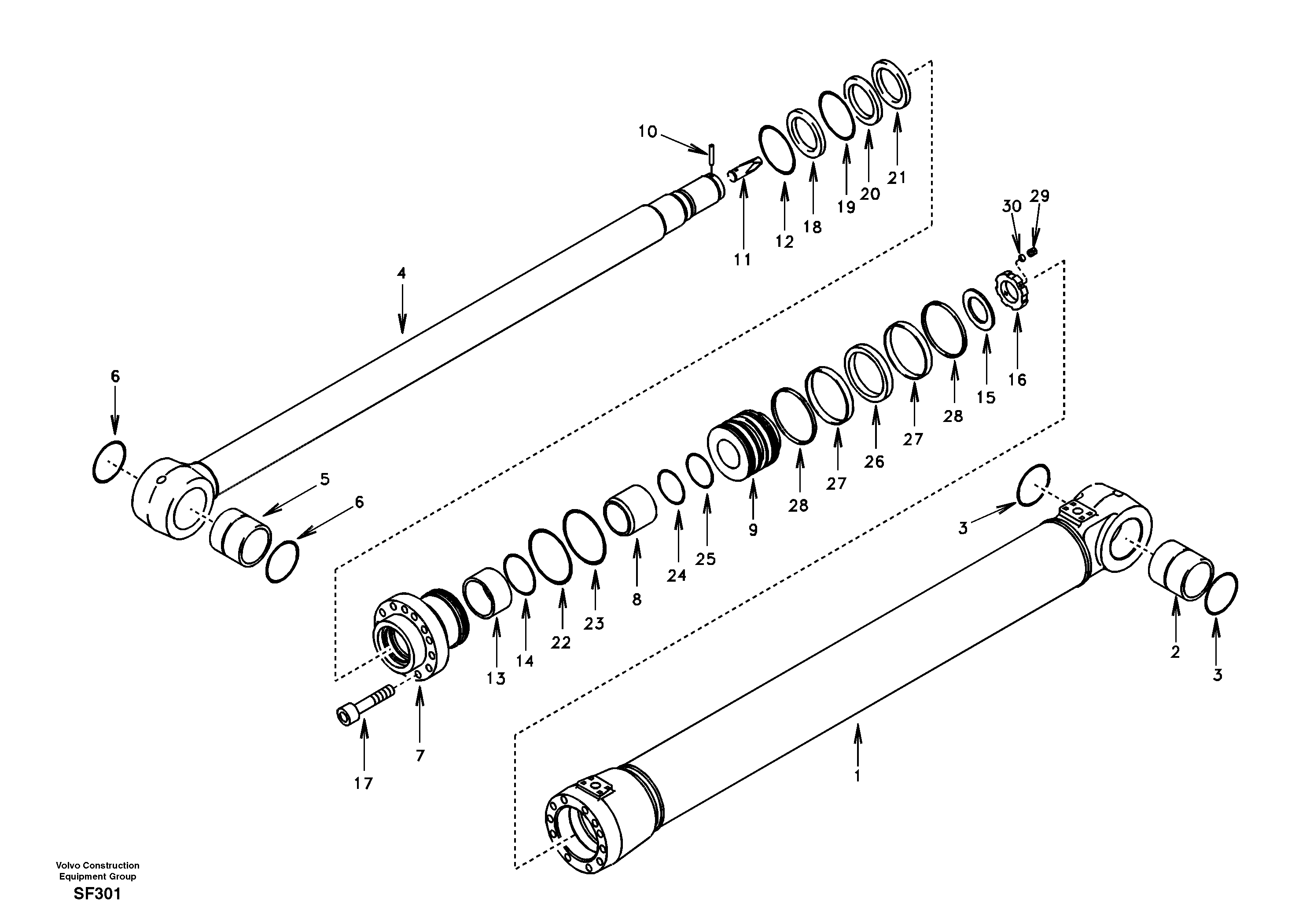 Dipper arm cylinder — volvo parts diagram
