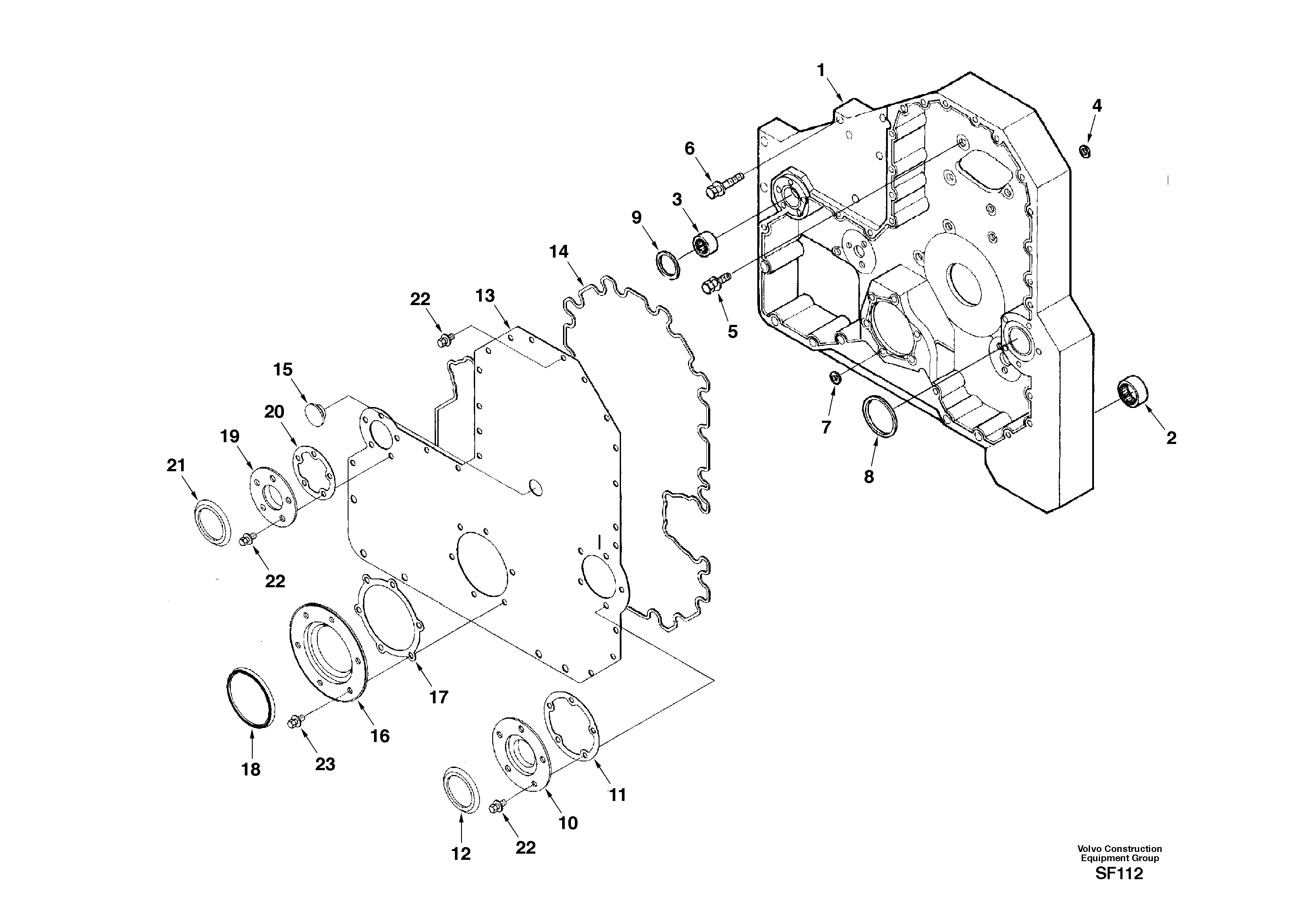 Timing gear casing — volvo parts diagram