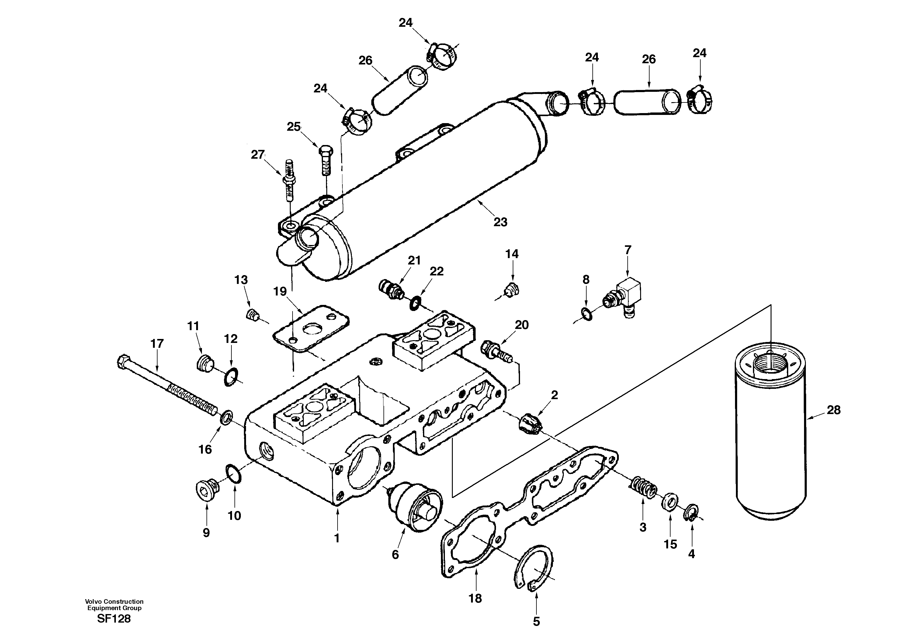 Oil cooler — volvo parts diagram