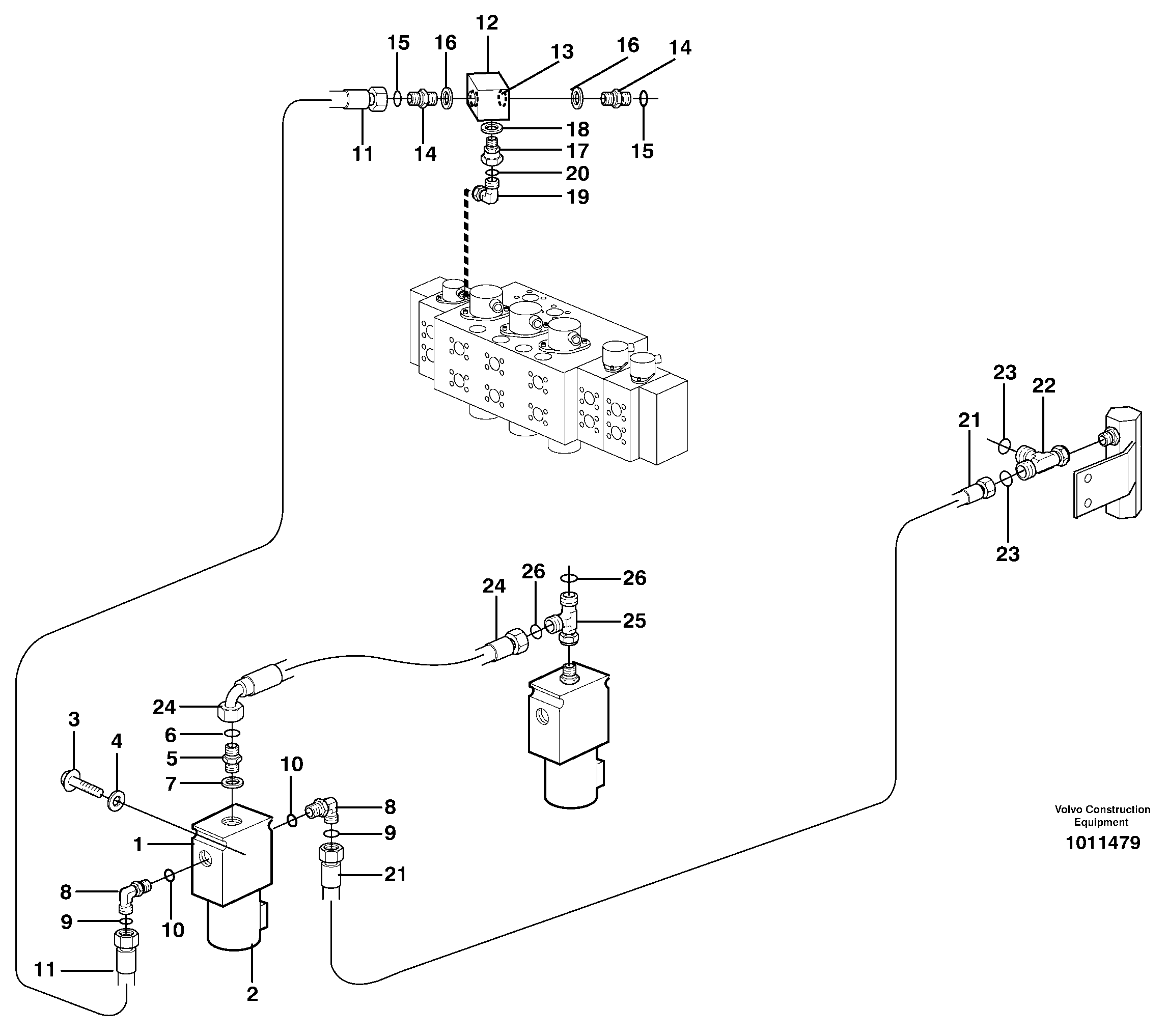 Hydraulic function, X1. Control 2s/w  14312193, SER NO - 8751401 — volvo parts diagram