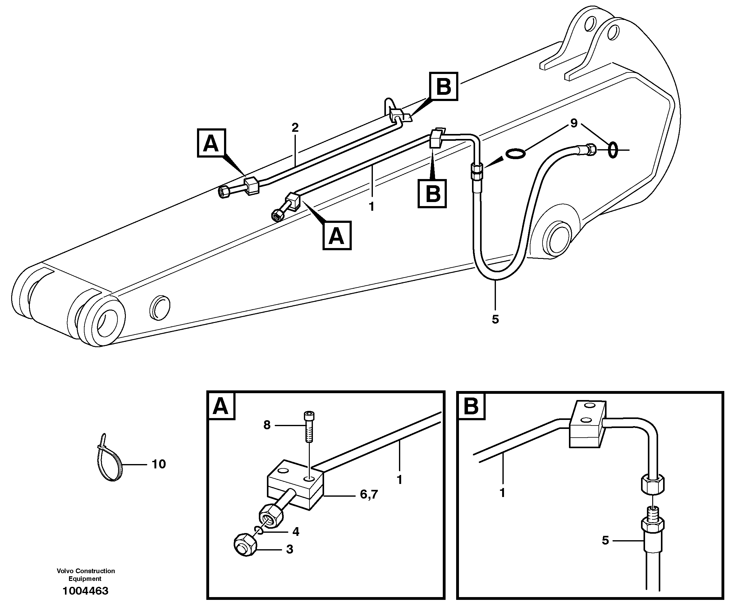Hydr. equipm. on dipper arm, X3  14312059, 14312060 — volvo parts diagram