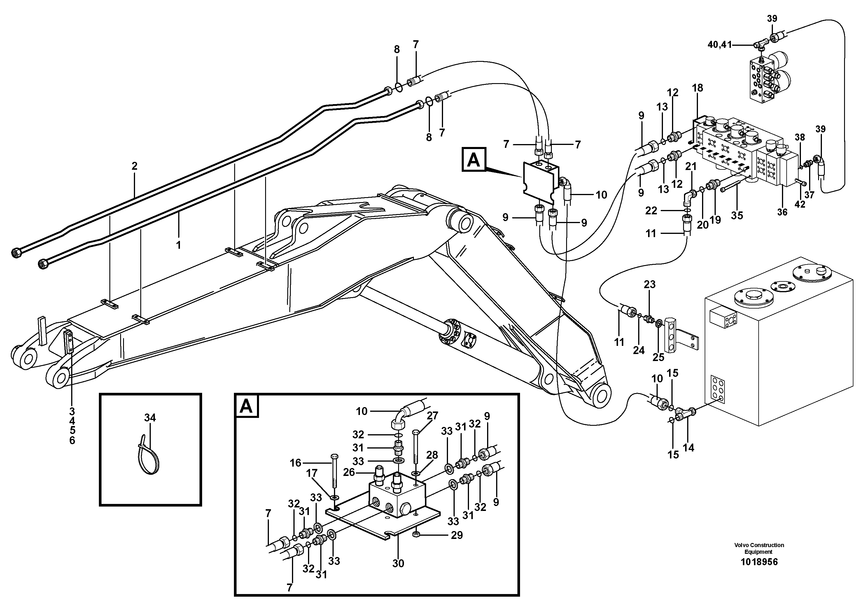 Hydr. equipm. on adjustable boom , 5,1m.  X3  14312057 — volvo parts diagram