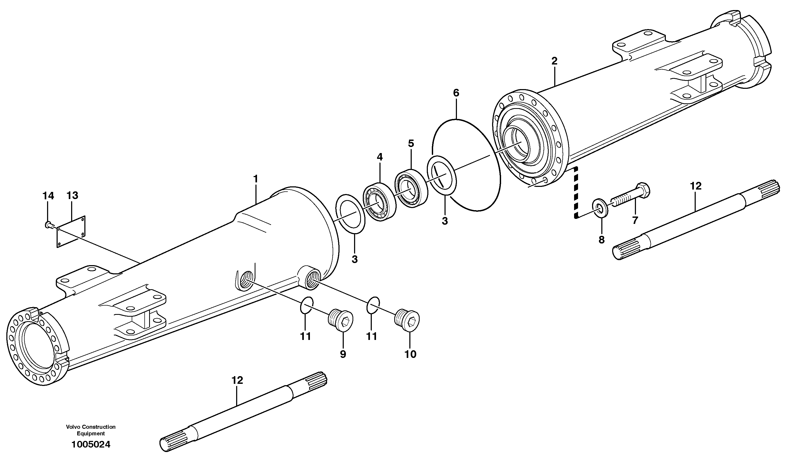 Rear axle, Axle casing  14375093, STD — volvo parts diagram