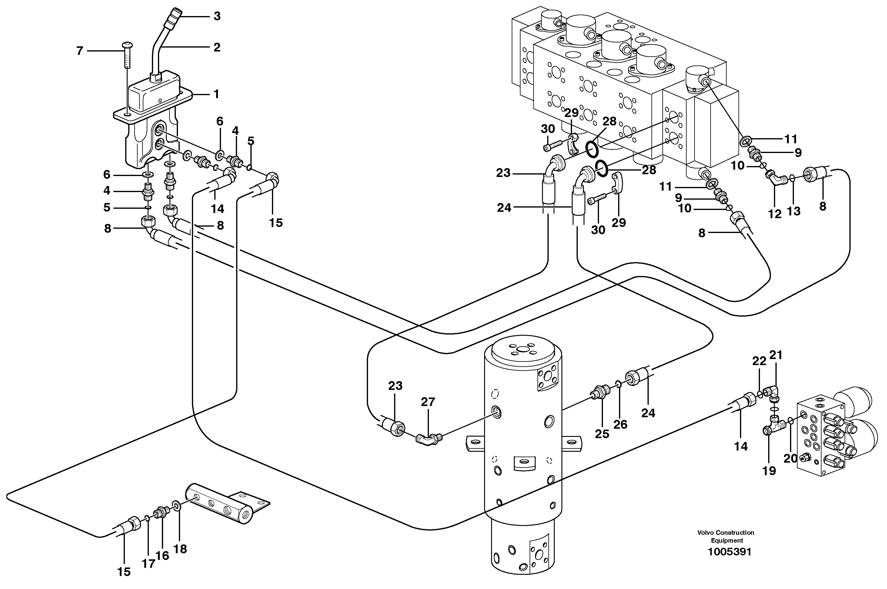 Hydraulic system for stabilisors, upper section  14312069,-070, -071, -076, -159, -170, -194, -229 — volvo parts diagram