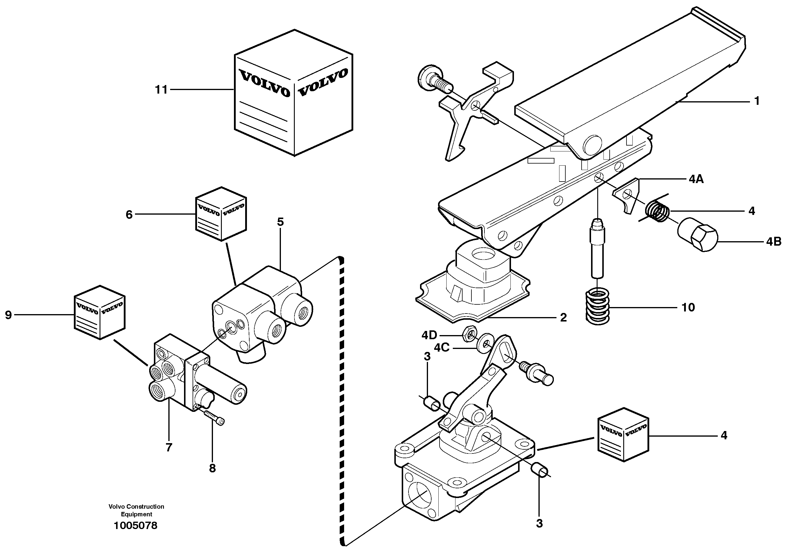 Brake pedal — volvo parts diagram