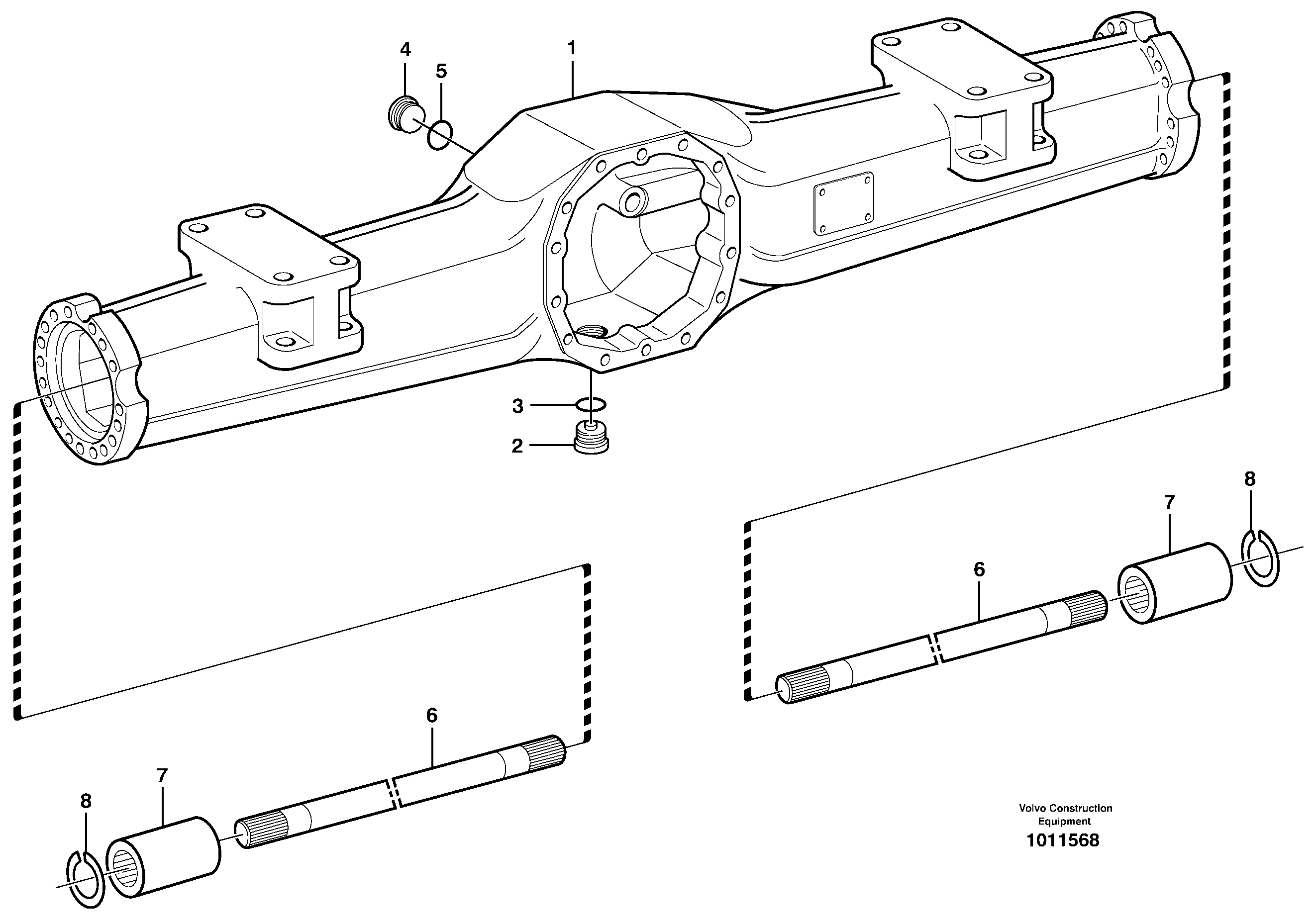 Rear axle, Axle casing  14376016 — volvo parts diagram