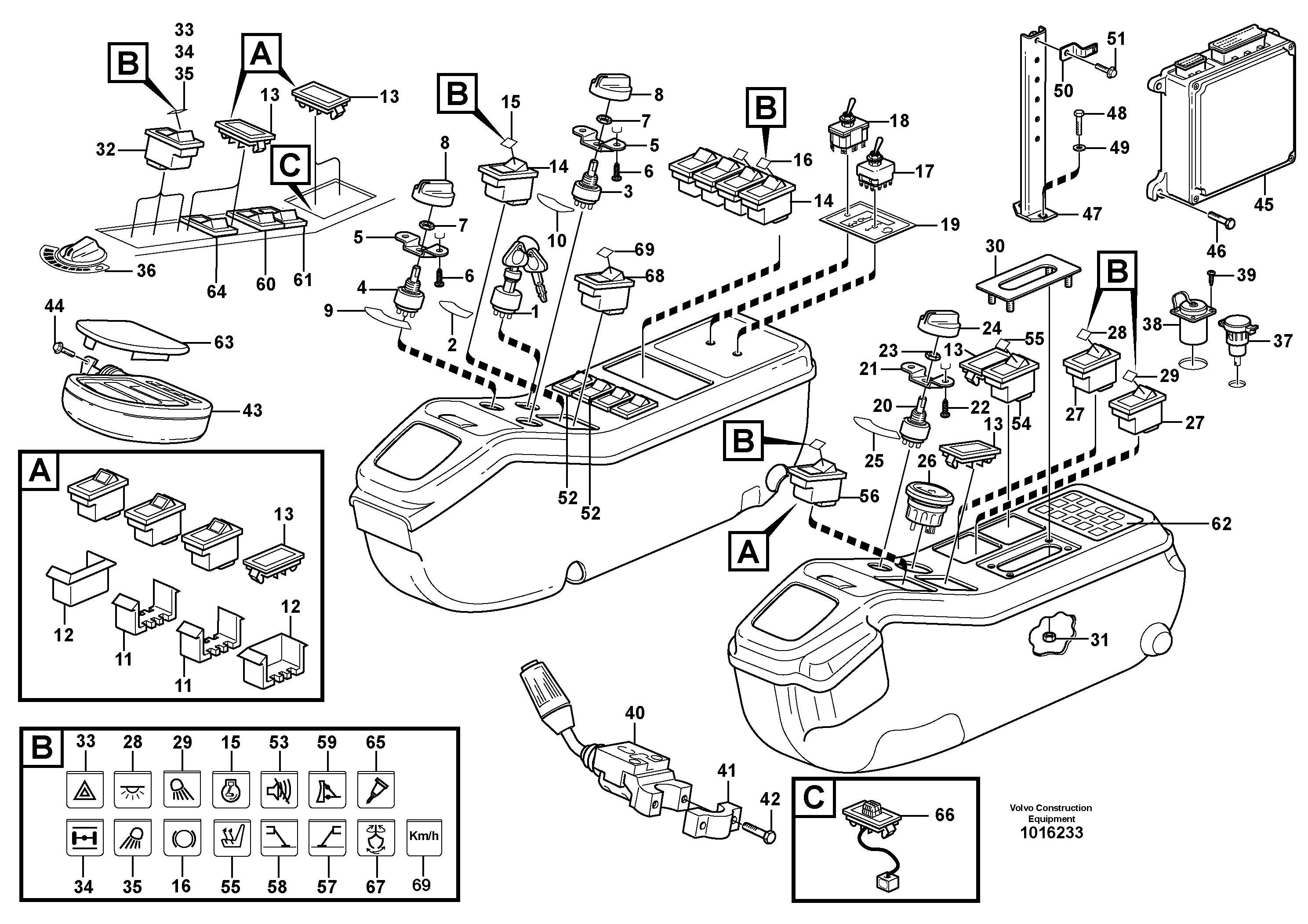 Rocker switch panel — volvo parts diagram