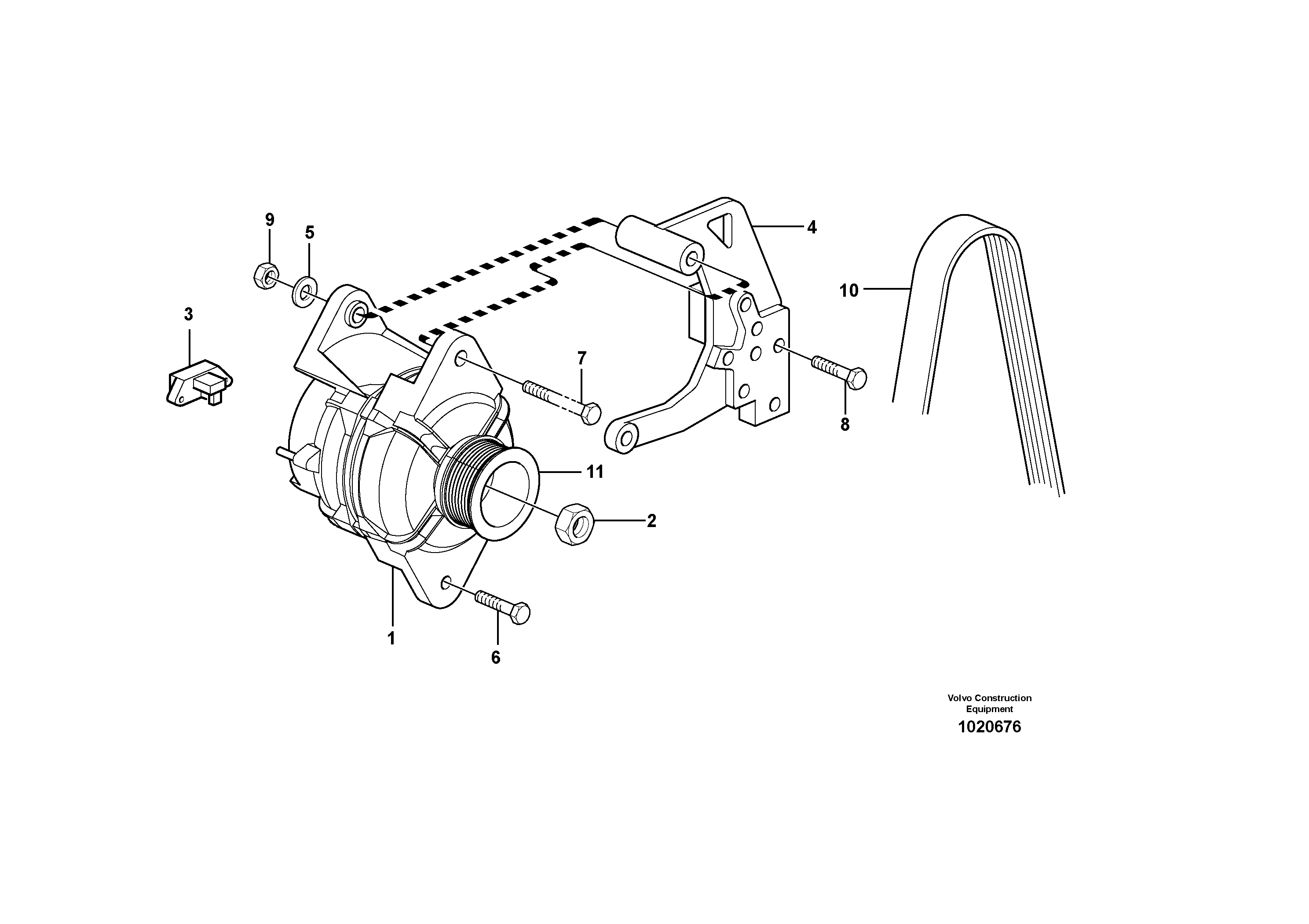 Alternator with assembling details  ENG 01008485 - — volvo parts diagram