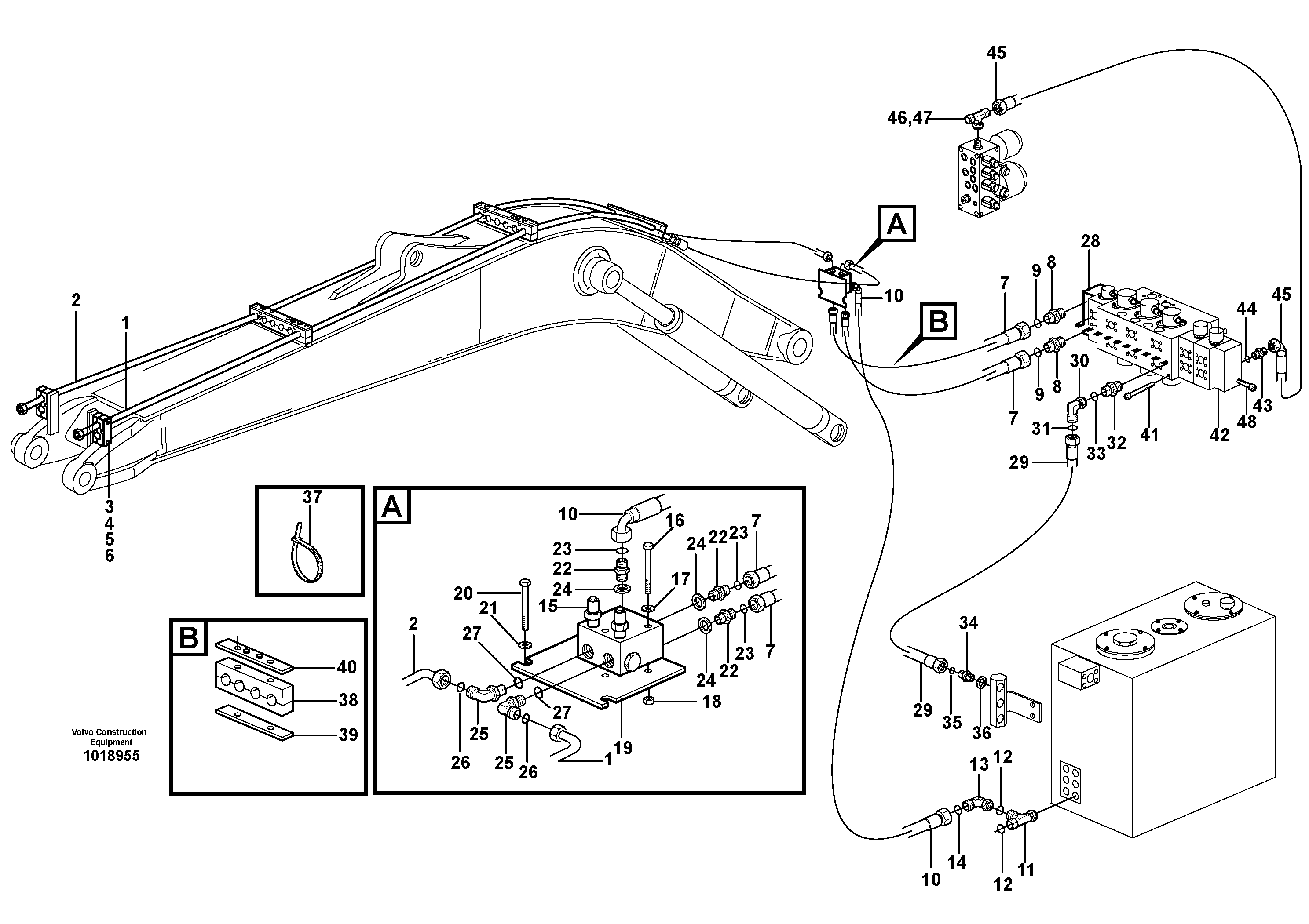 Hydr. equipm. on monoboom, X3  14312055 — volvo parts diagram