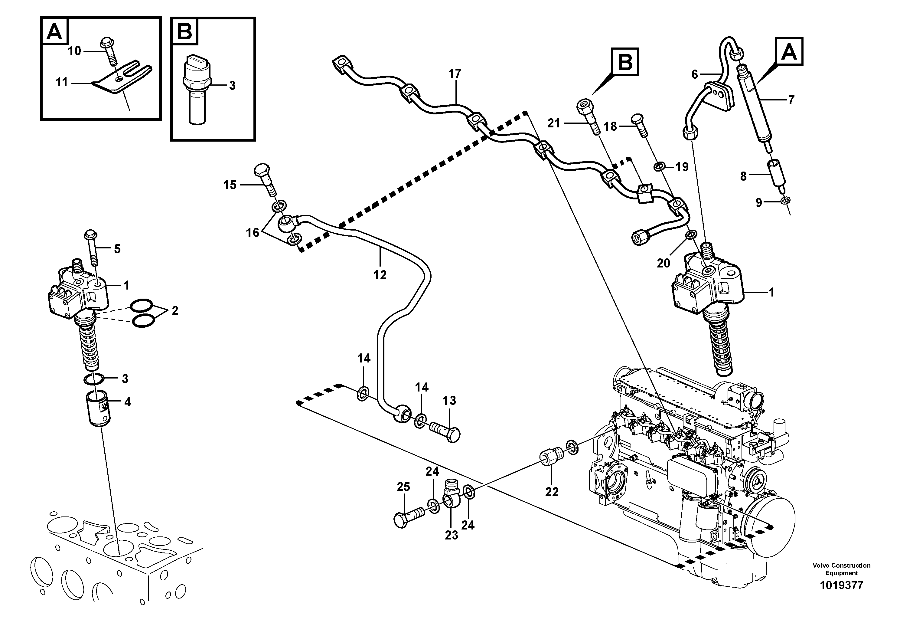 Fuel lines and injectors — volvo parts diagram