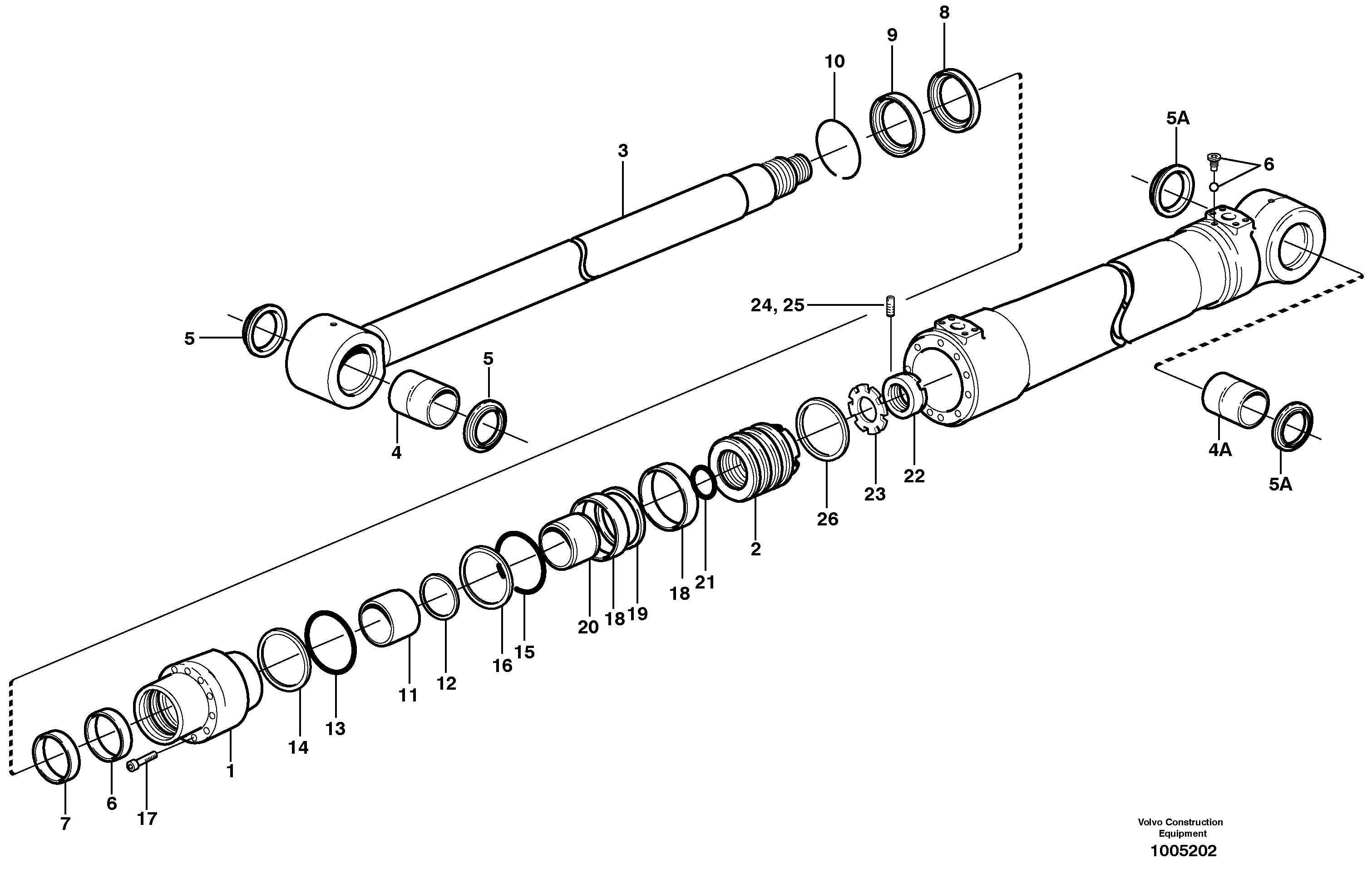 Bucket cylinder  14312083, 14312085, 14312087, 14312227 — volvo parts diagram