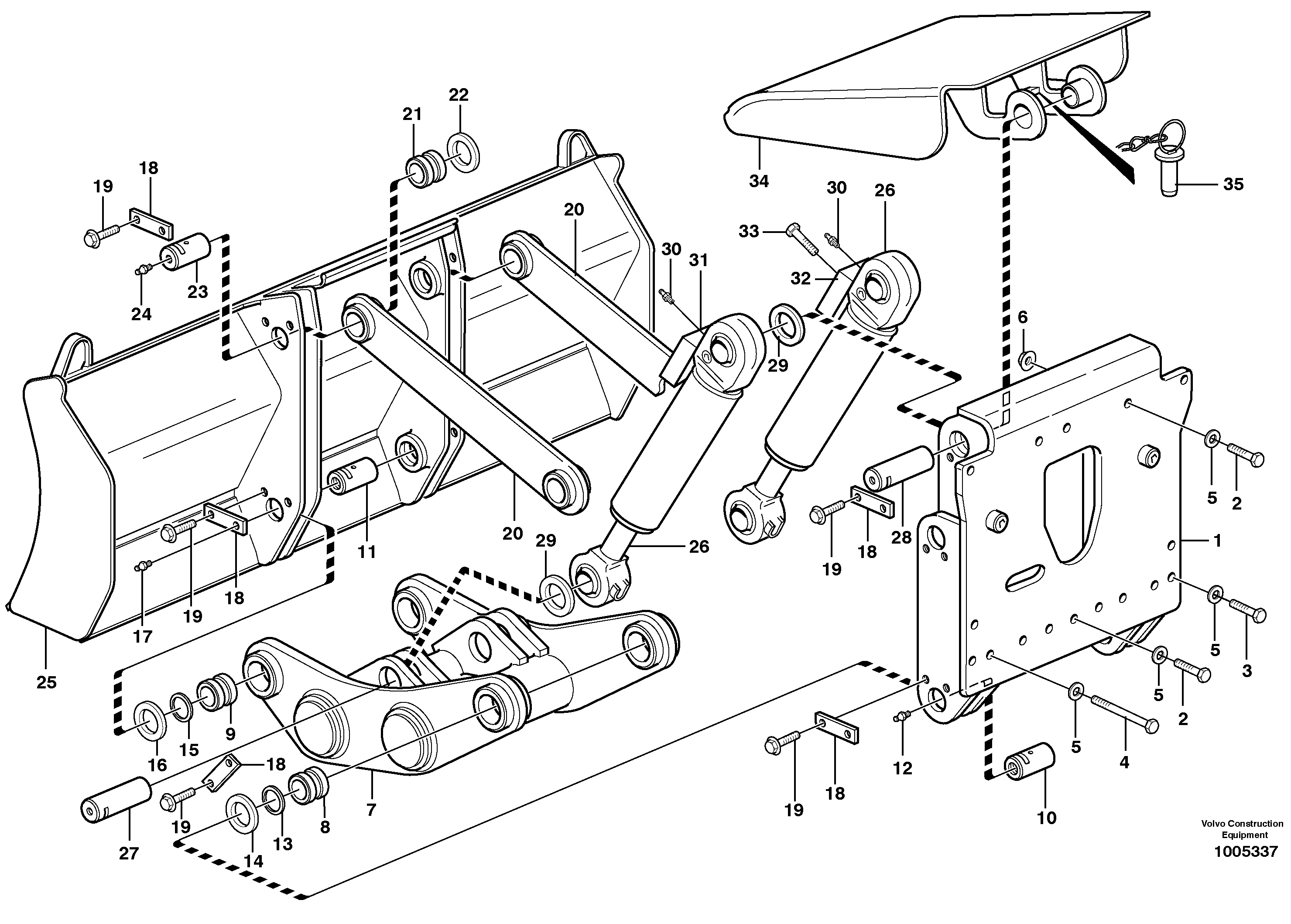 Dozer blade  14312069, -070, -071, -076, -159, -170, -194, -229 — volvo parts diagram