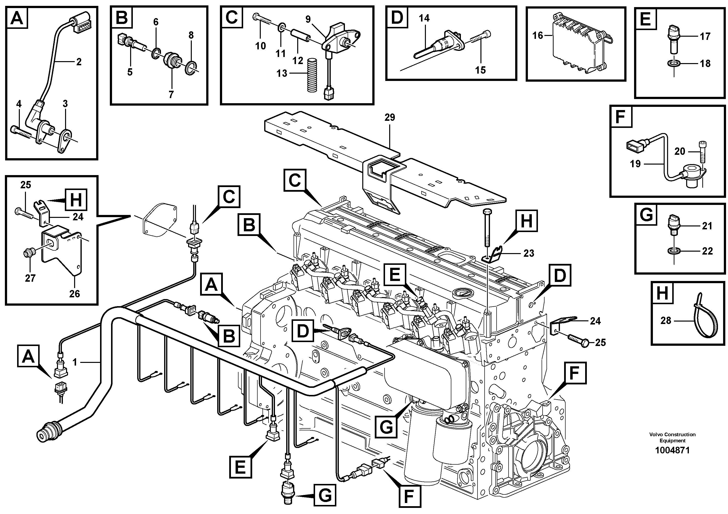 Cable harness, engine — volvo parts diagram