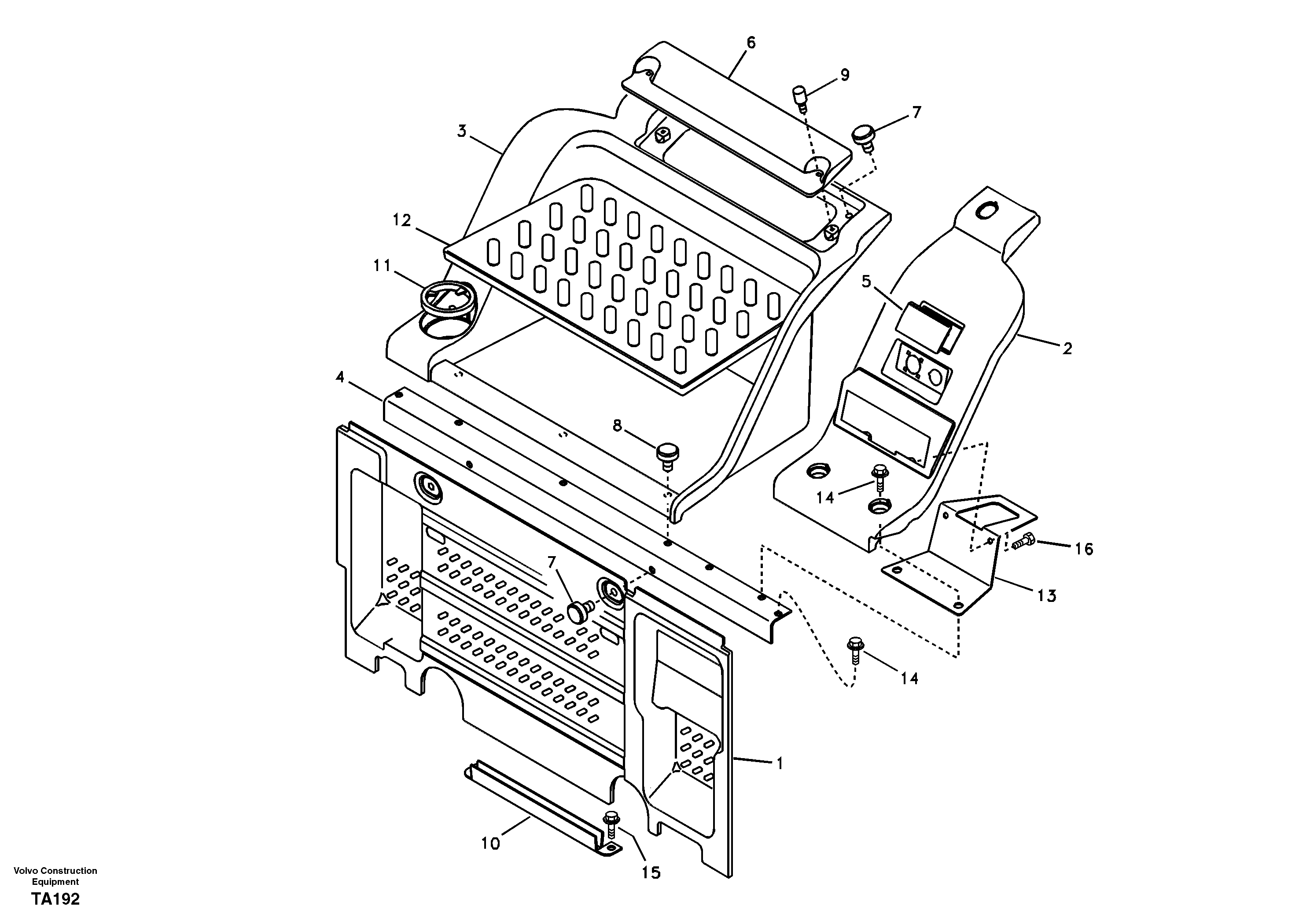Instrument panel, radio panel — volvo parts diagram