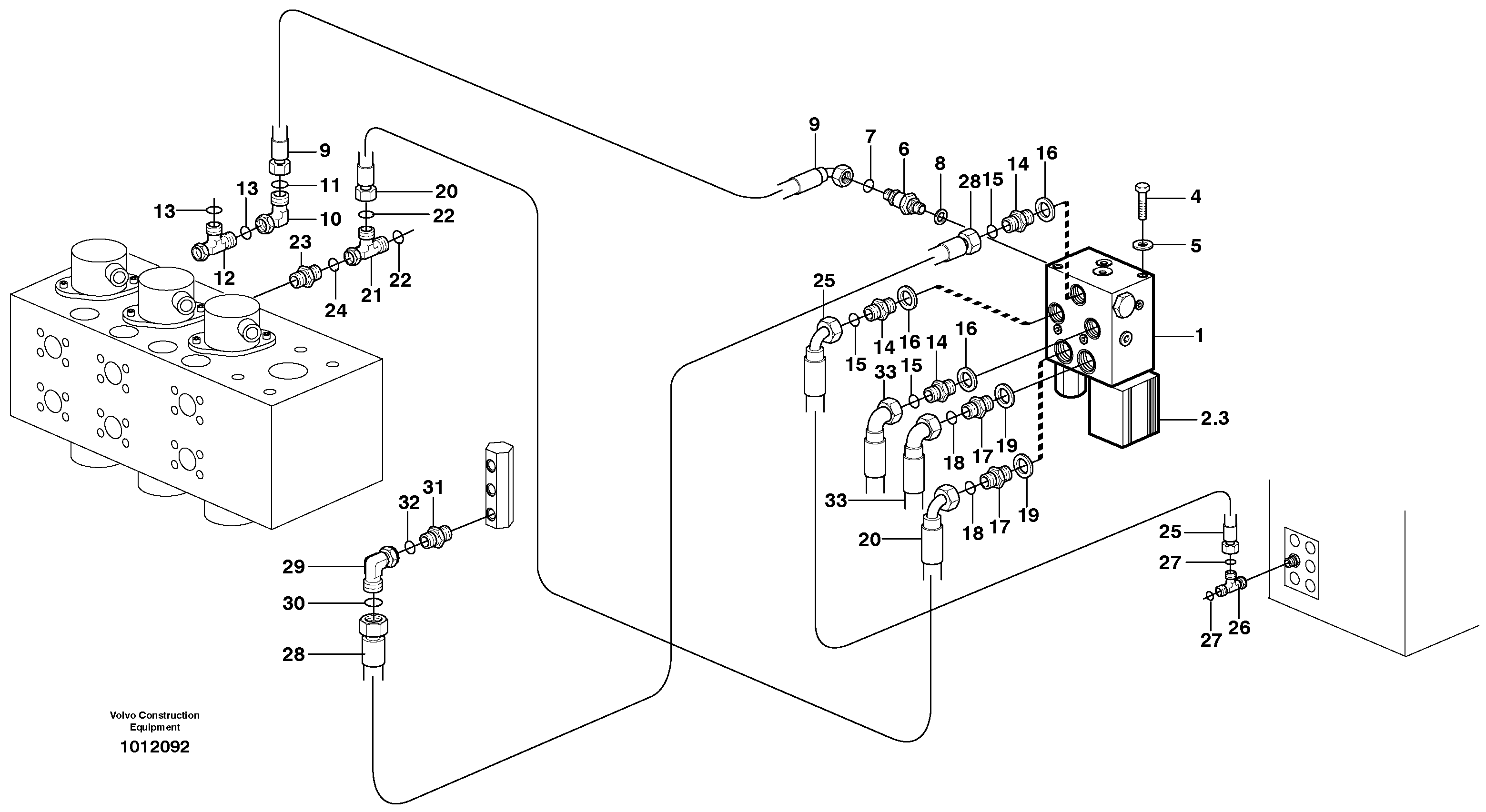 Servo-system: Hydr. quick fit equipm. on mono boom  14312101 — volvo parts diagram