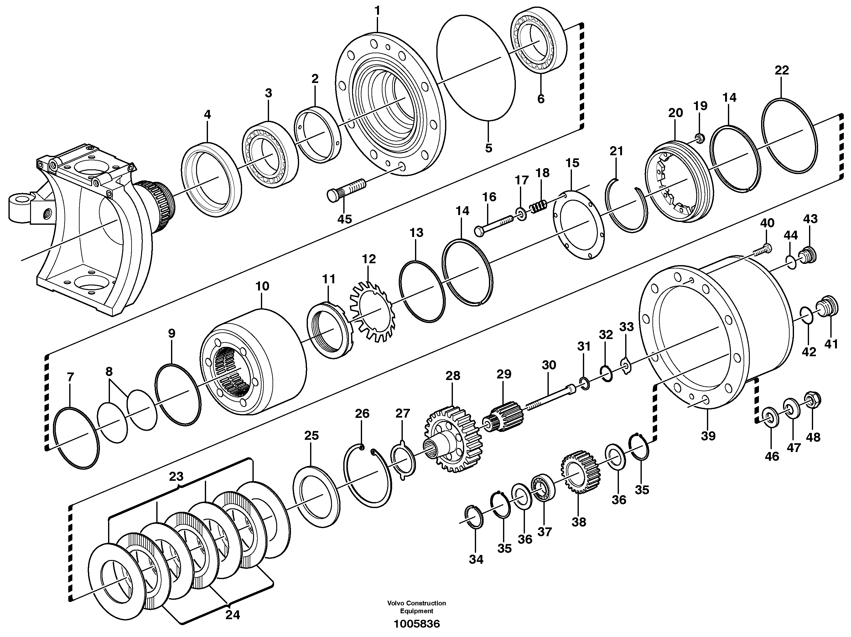 Front axle, Hub reduction — volvo parts diagram