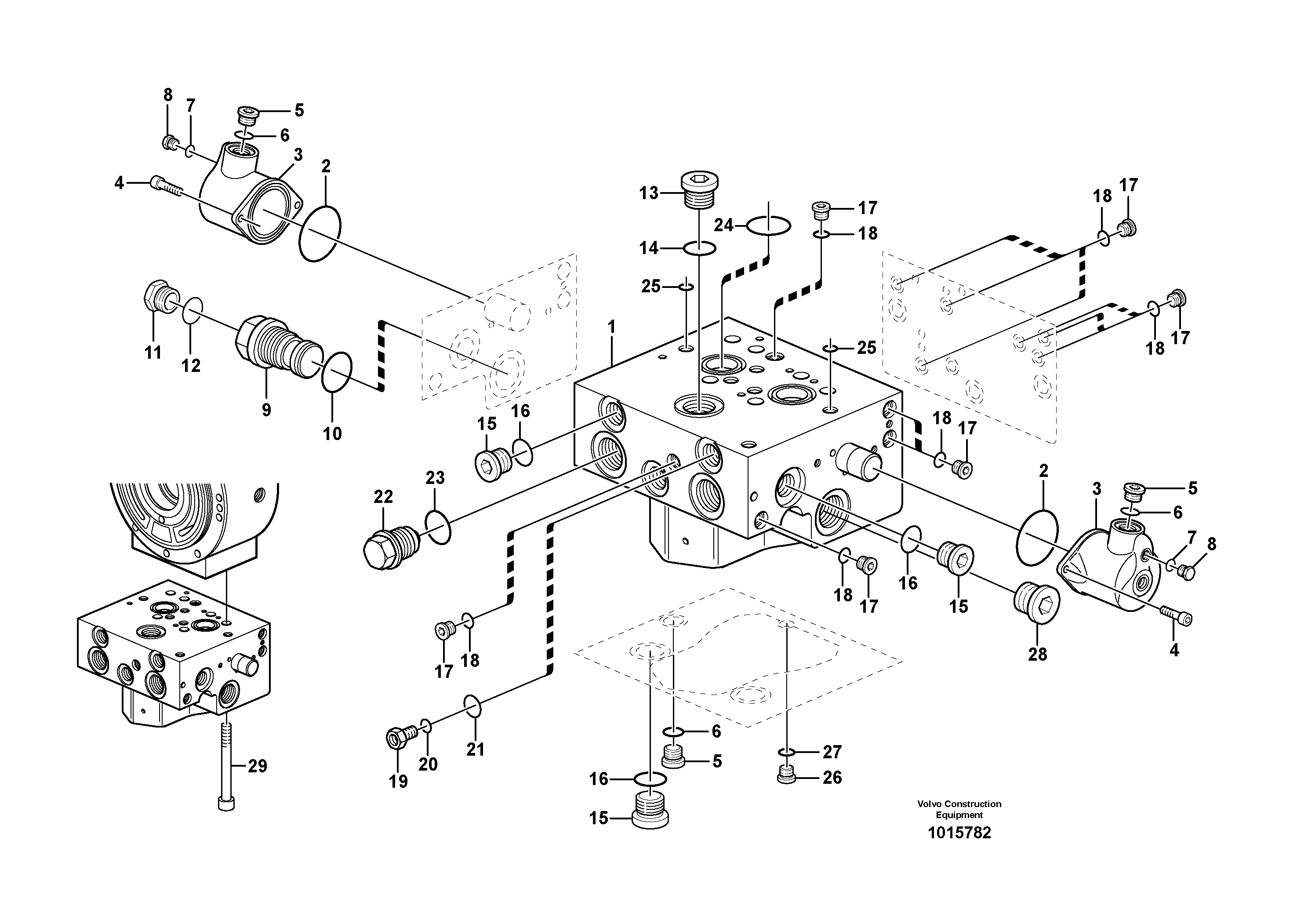 Slew motor, Priority valve — volvo parts diagram