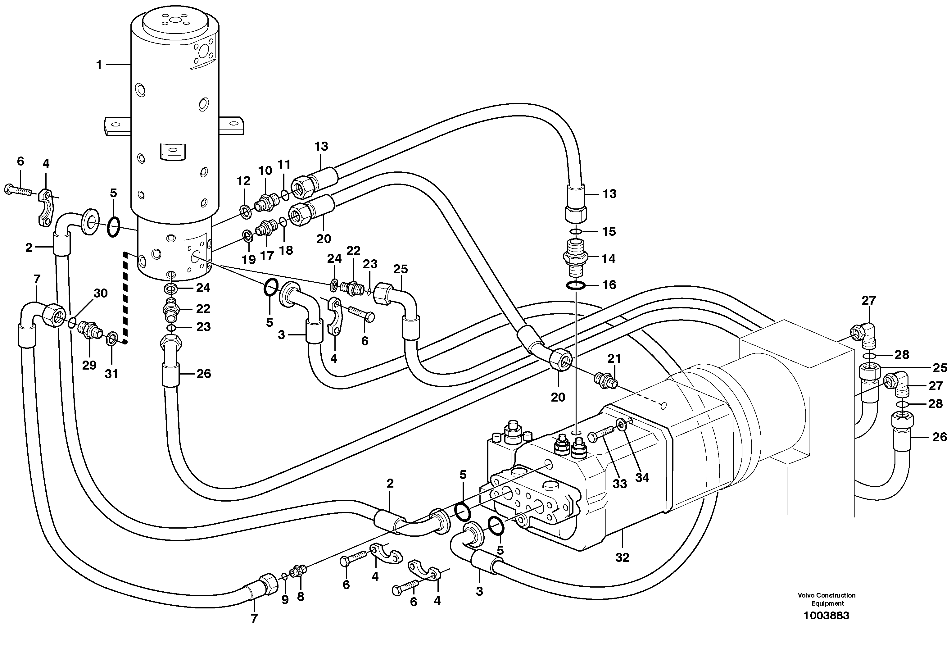 Hydraulic system, transport in undercarrige — volvo parts diagram