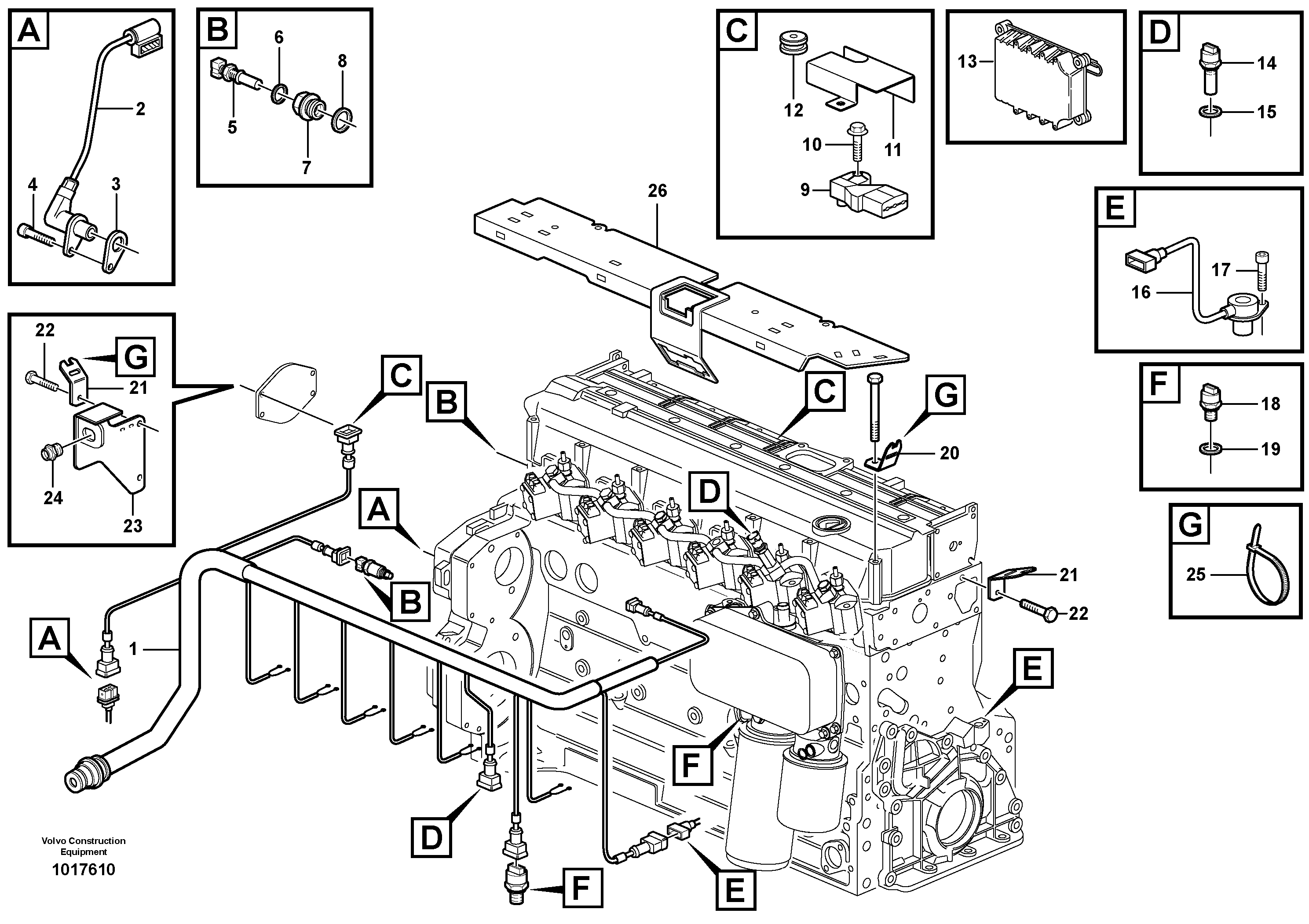 Cable harness, engine — volvo parts diagram