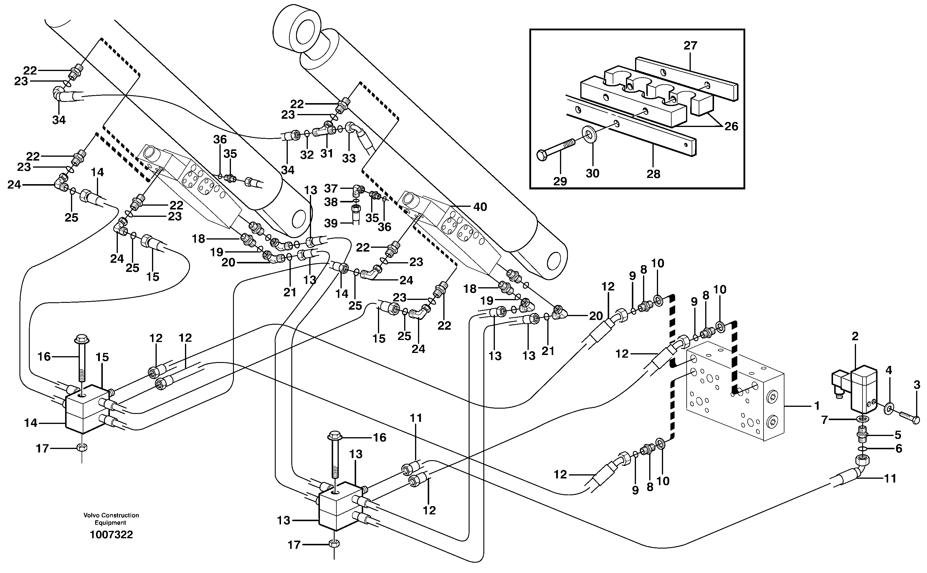 Hose rupture valve, boom cylinder — volvo parts diagram