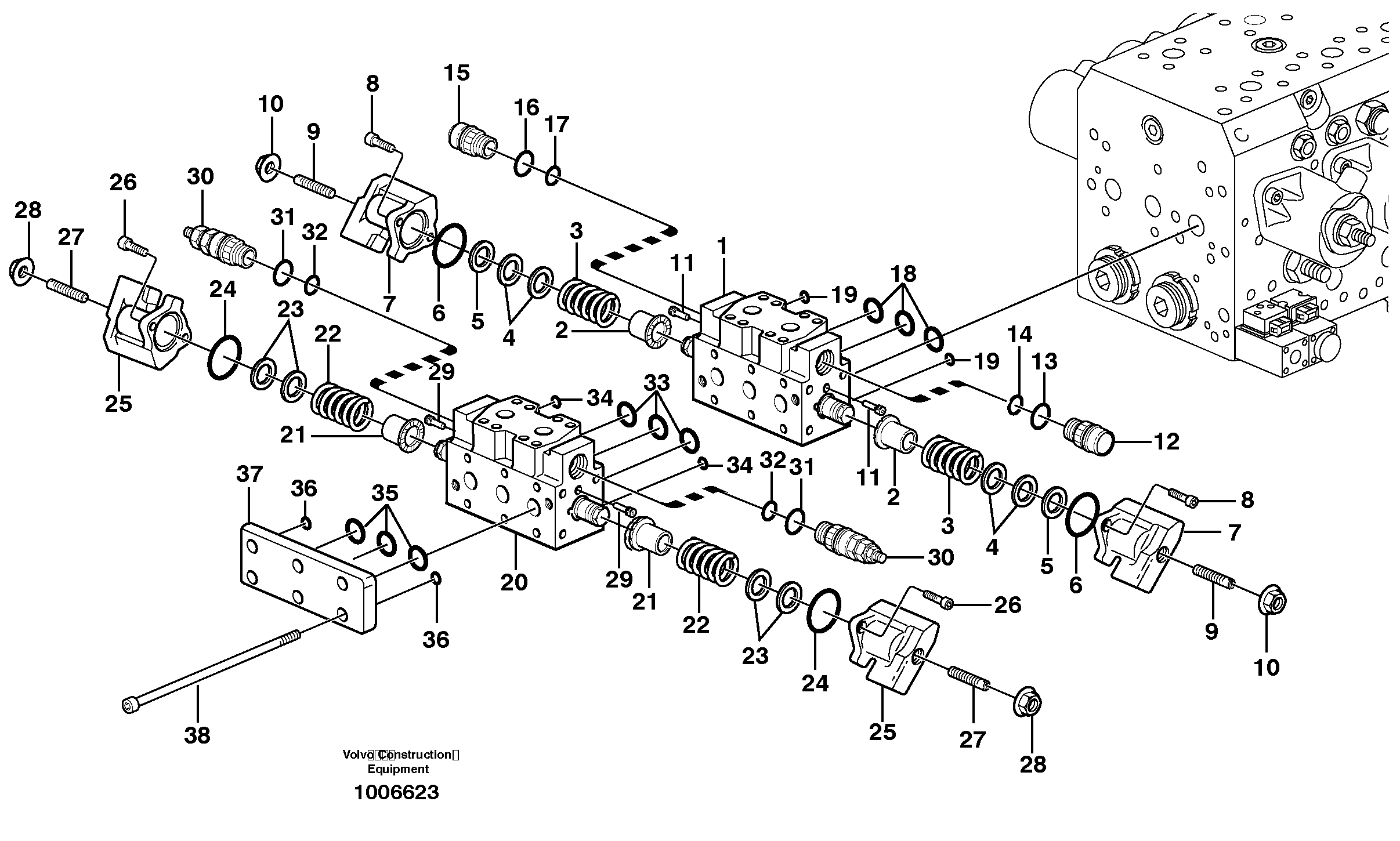 Hydraulic valve, X2 — volvo parts diagram