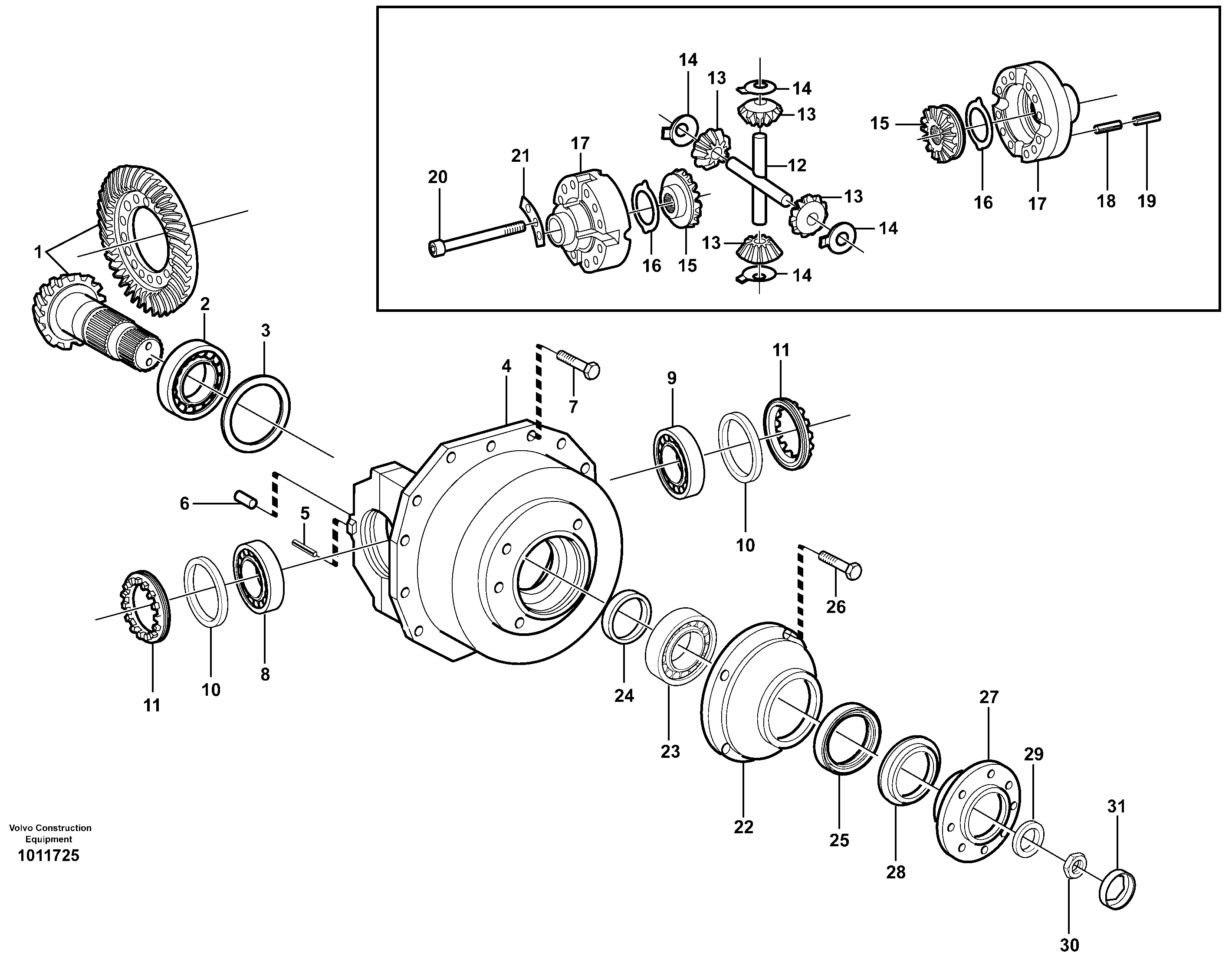 Rear axle, Differential  14376016 — volvo parts diagram