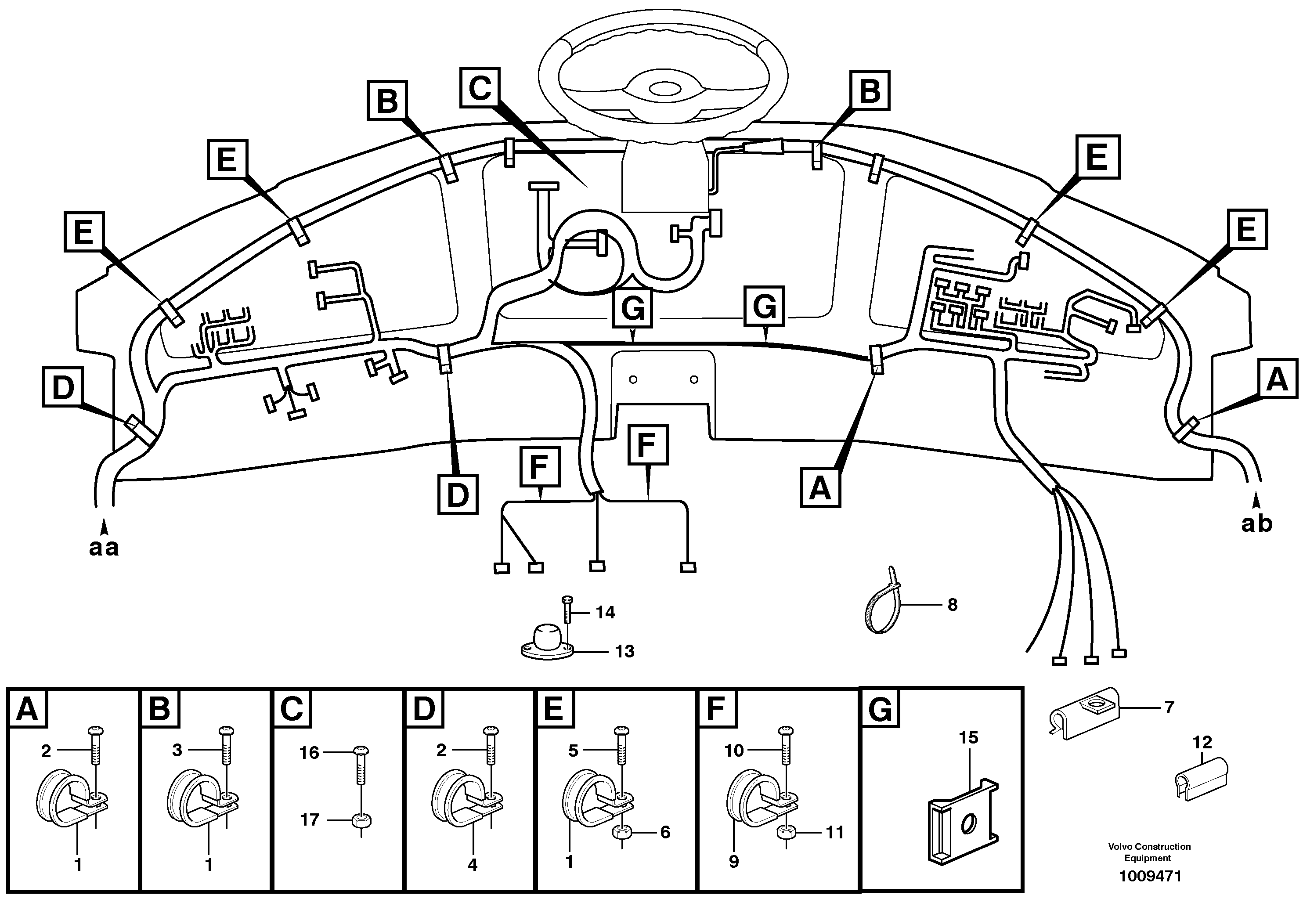 Cable harnesses, instrument panel — volvo parts diagram
