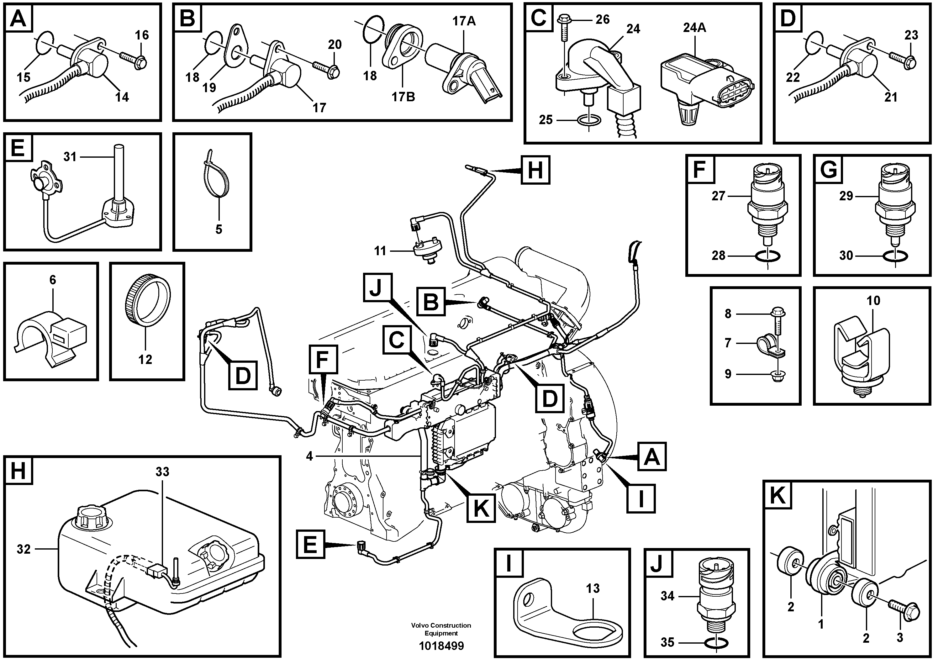 Cable harness, engine ECU  8188705,8188706,8188708 — volvo parts diagram