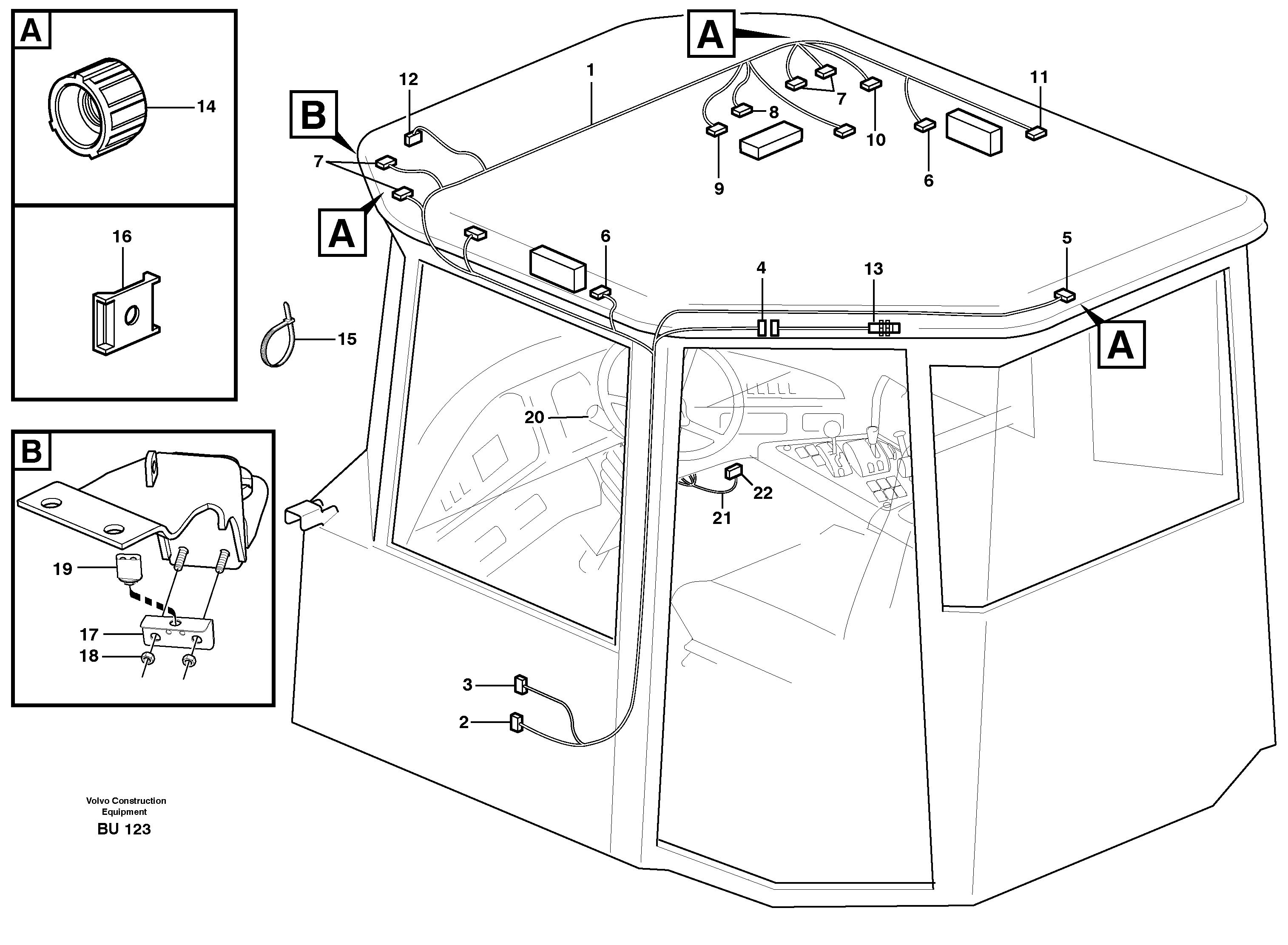 Cable harnesses, cab  37420 — volvo parts diagram
