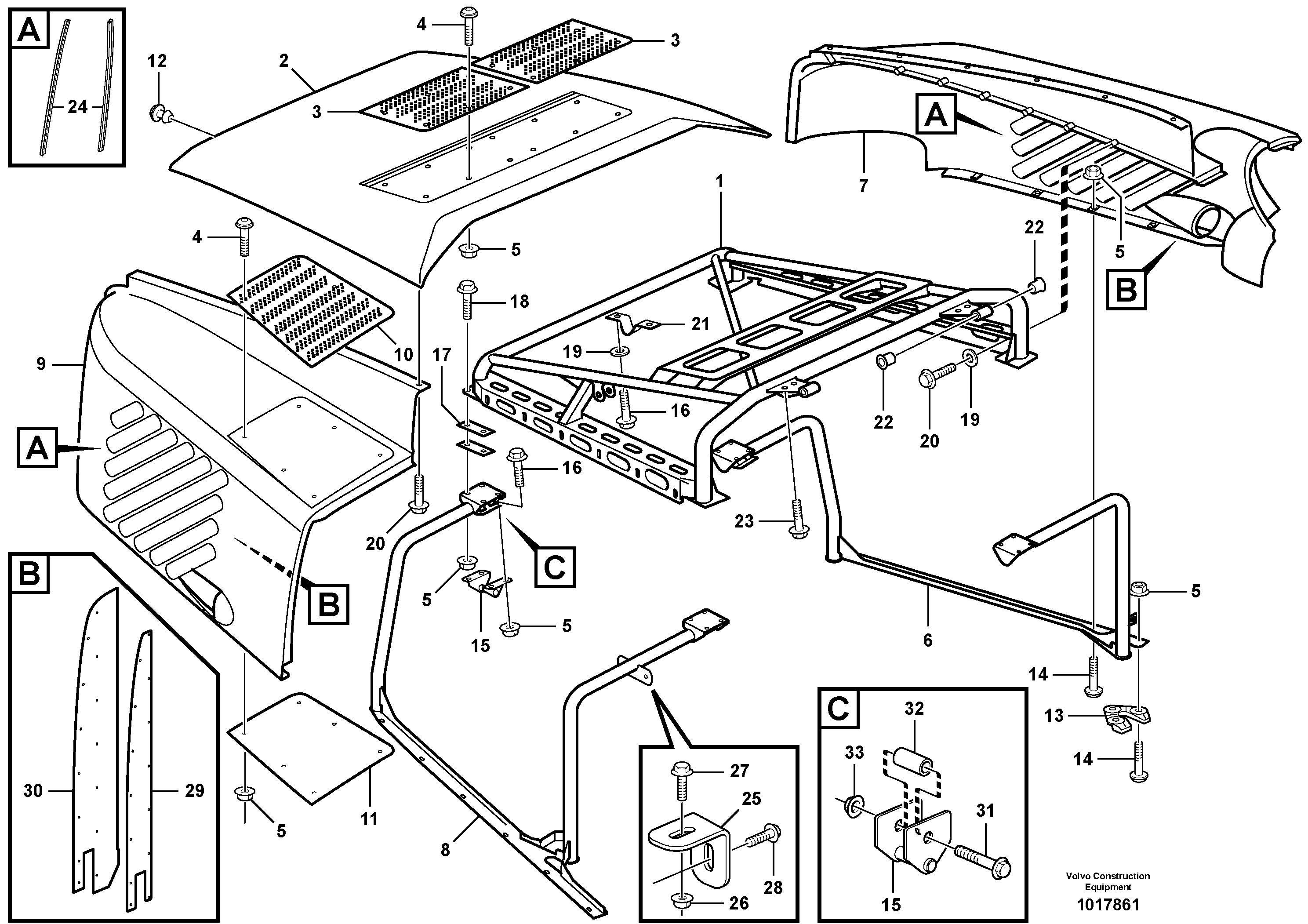 Engine hood — volvo parts diagram
