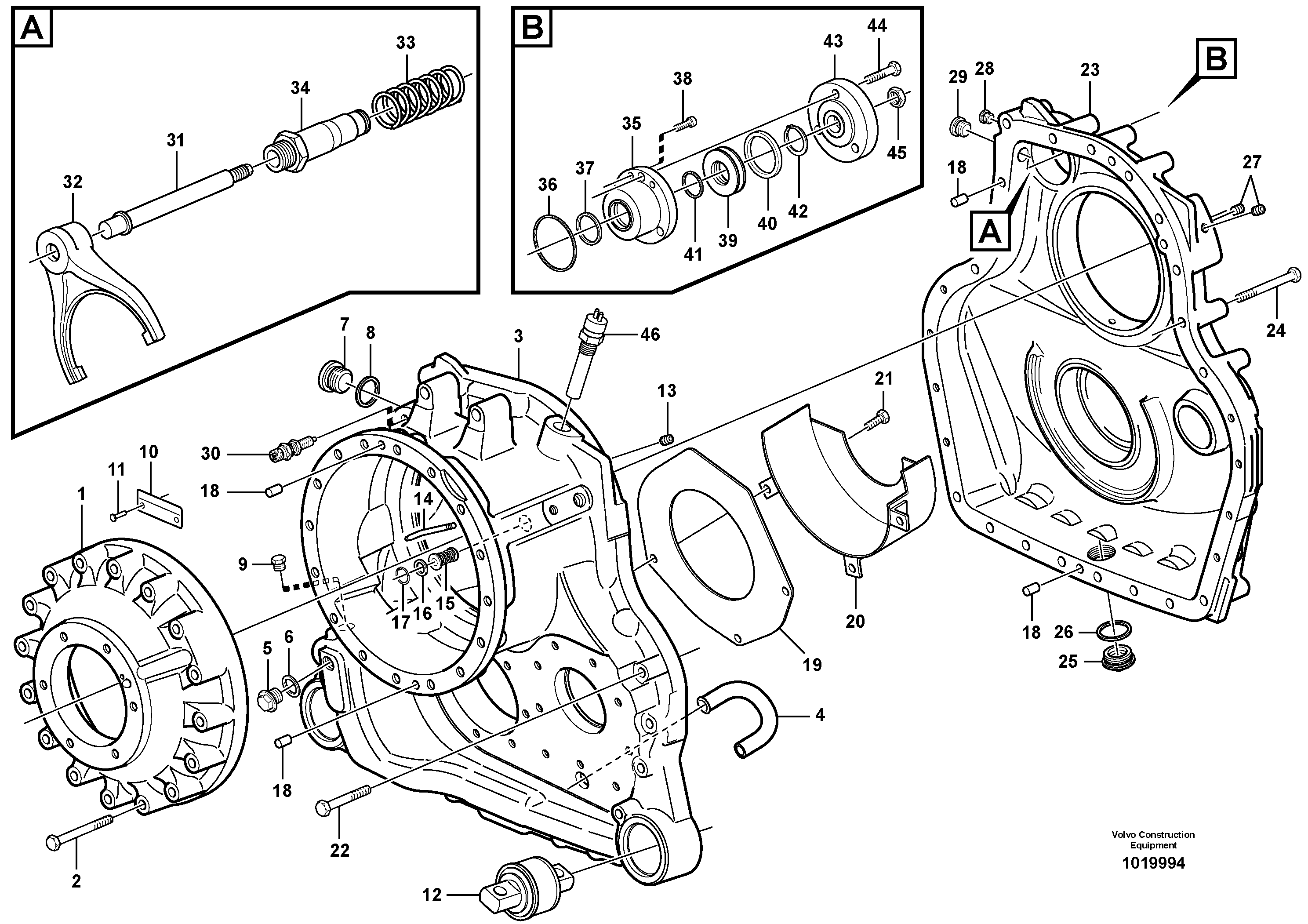 Transfer gear box — volvo parts diagram
