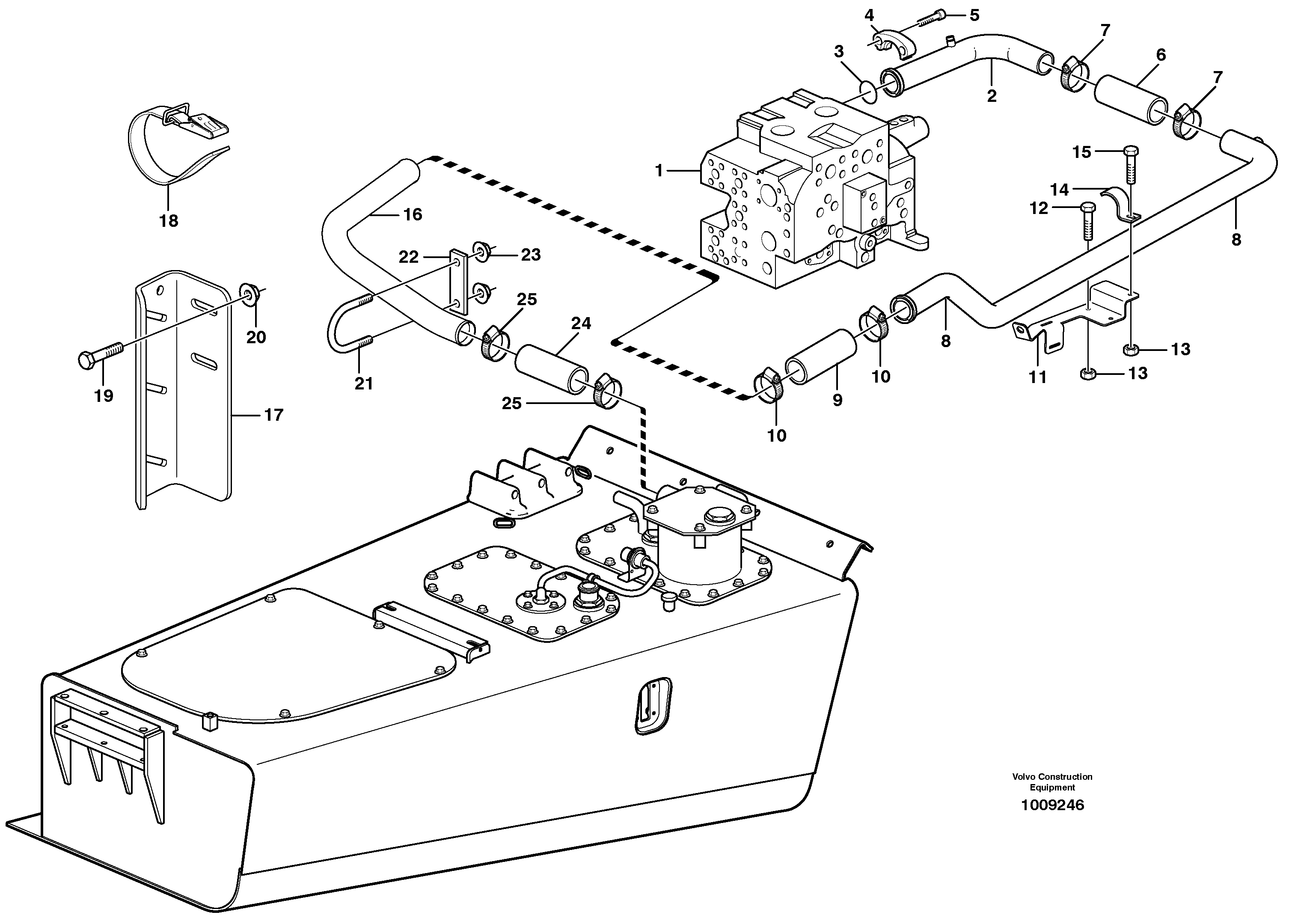 Hydraulic system, oil return pipe — volvo parts diagram