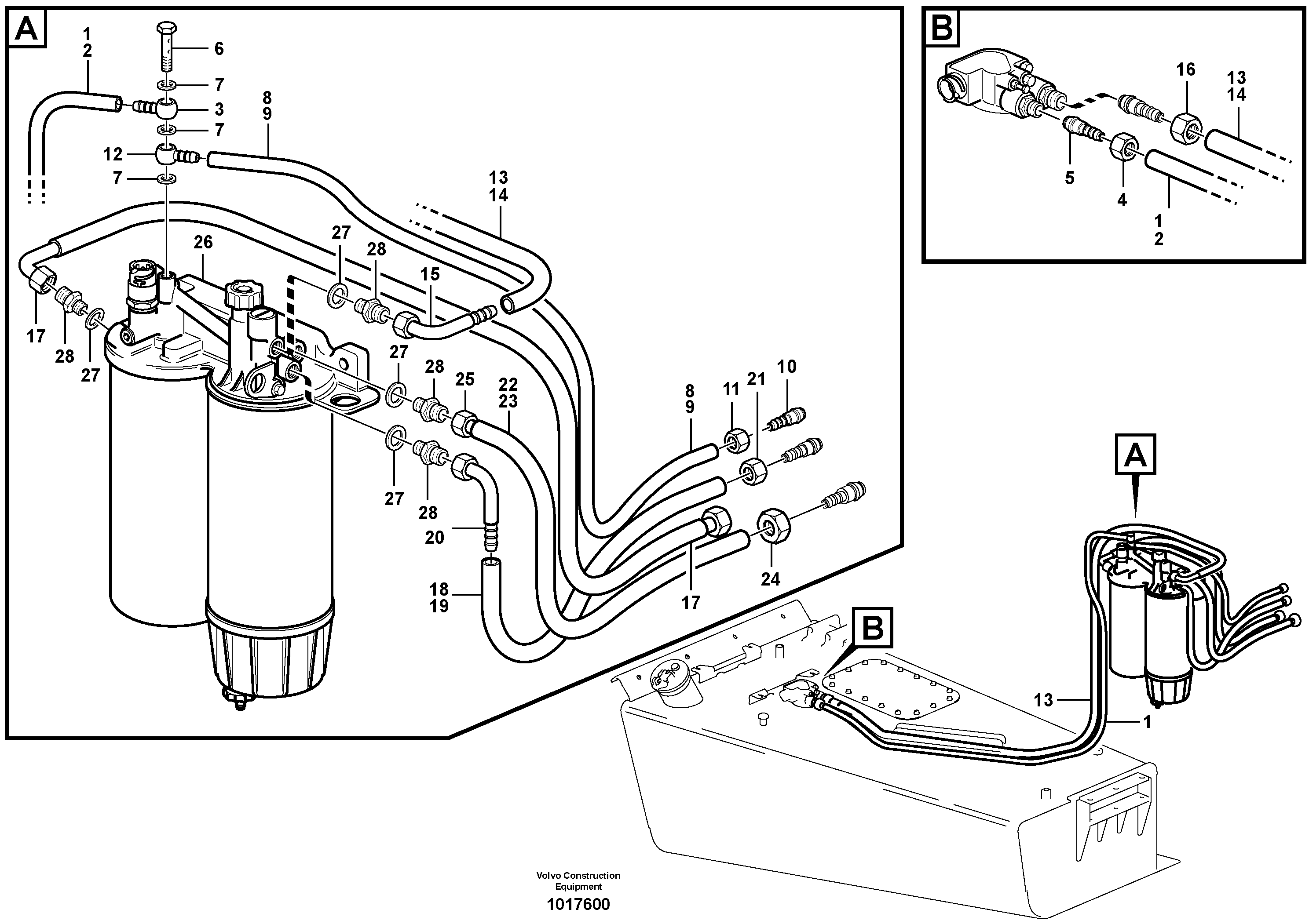 Fuel tubes S/N 14001 -, 74001 - BRA — volvo parts diagram