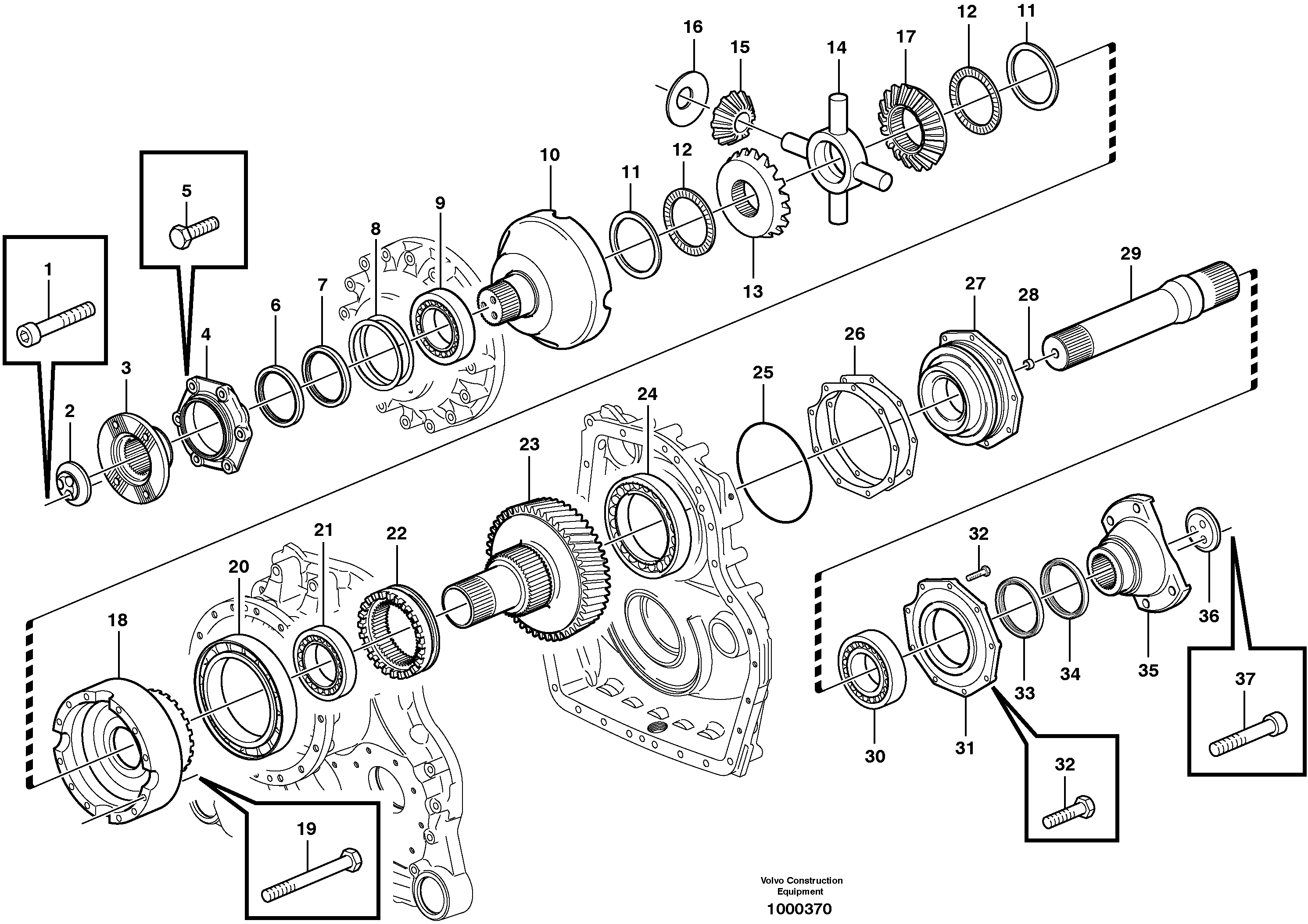 Axle shaft with differential — volvo parts diagram