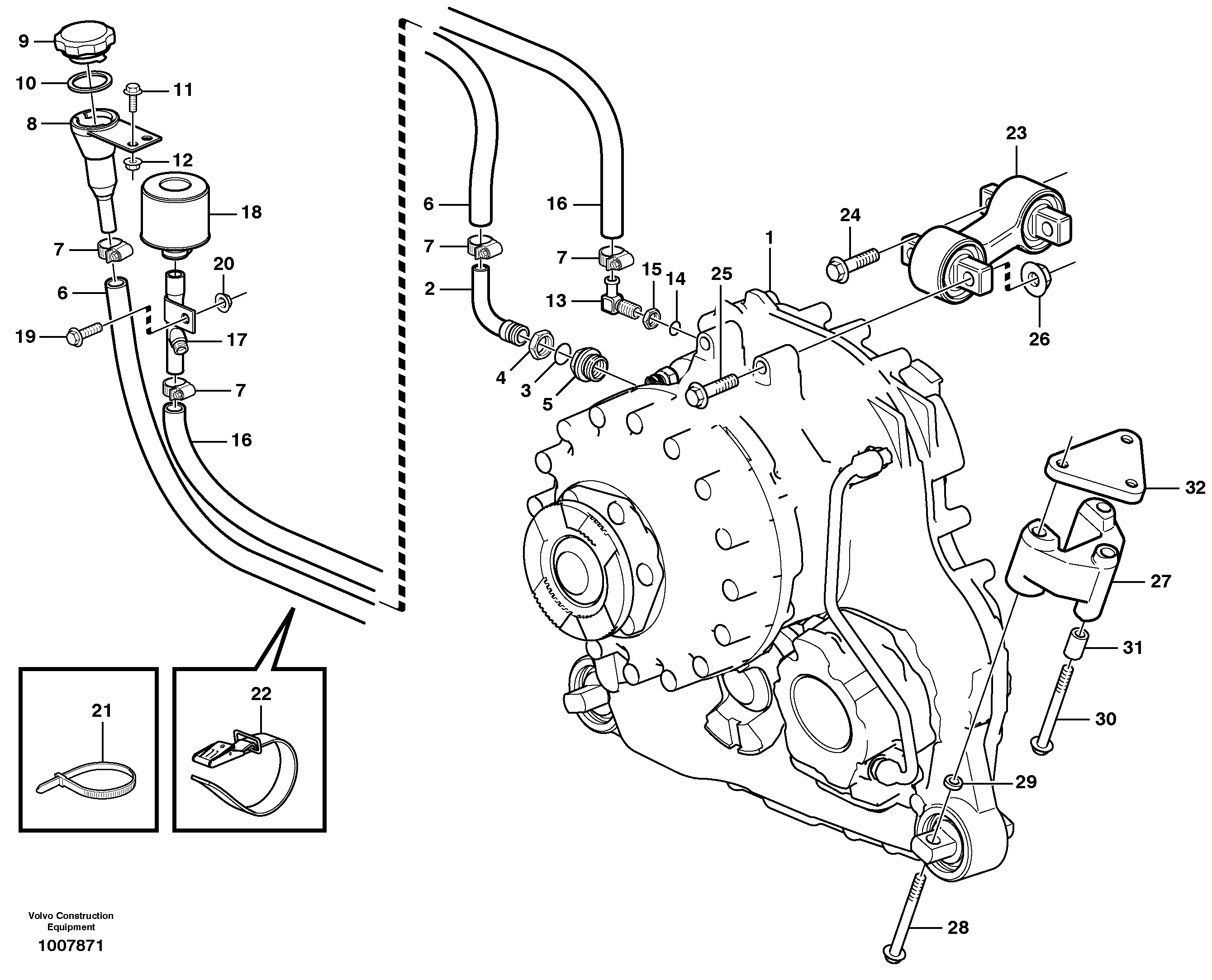 Drop box with fitting parts — volvo parts diagram