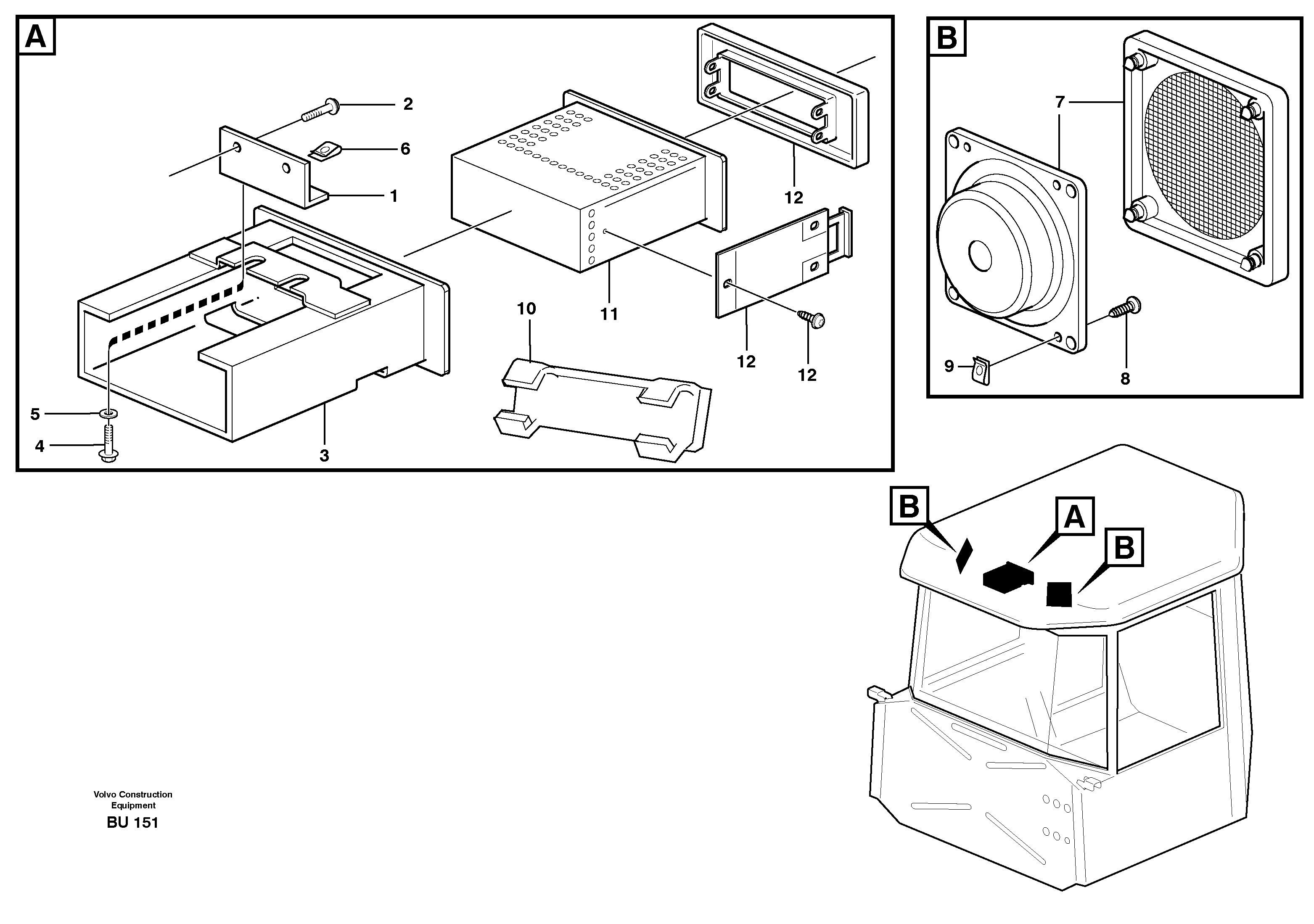 Radio bracket — volvo parts diagram