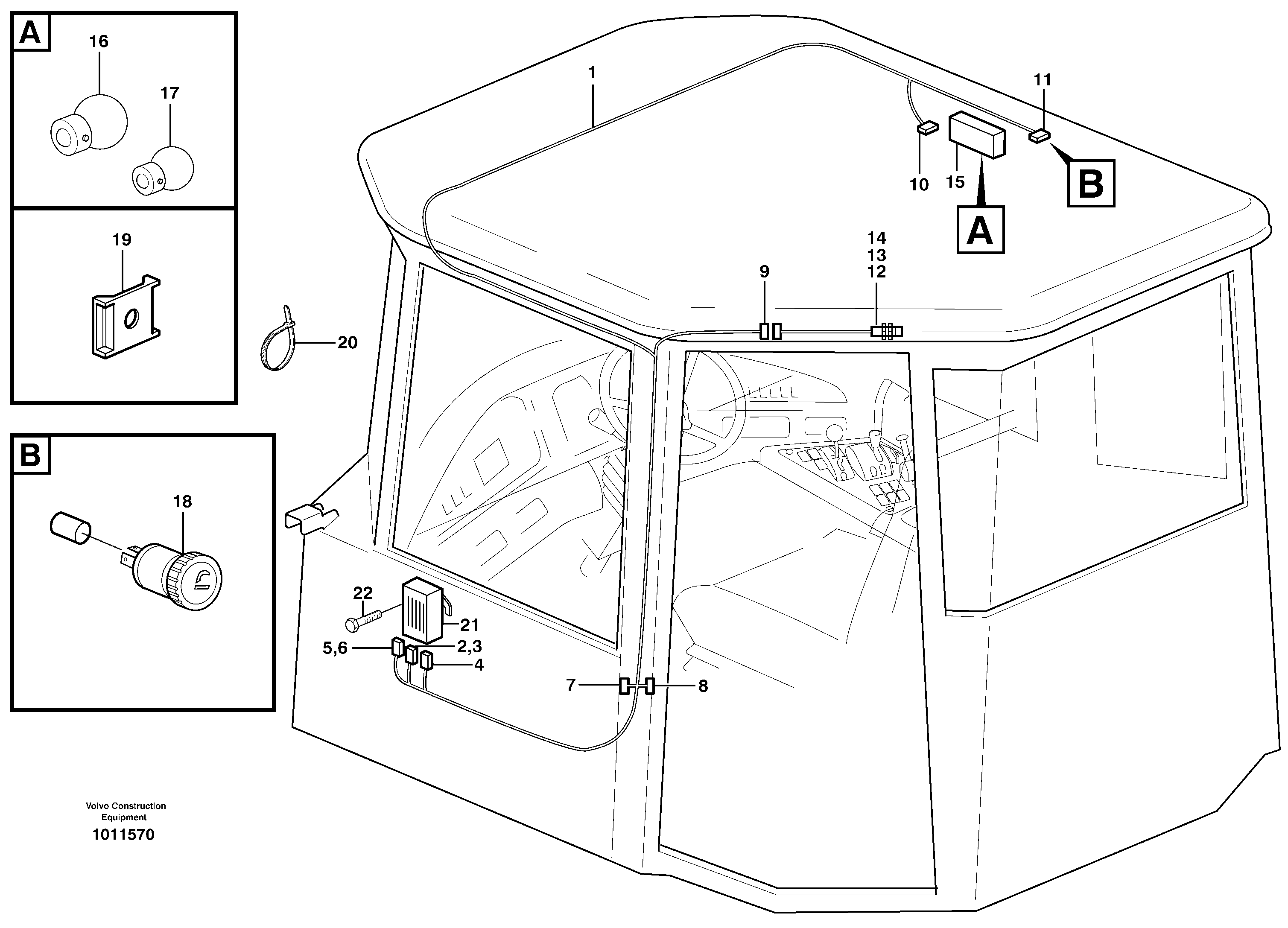 Cable harnesses, cab  37427  81191 — volvo parts diagram