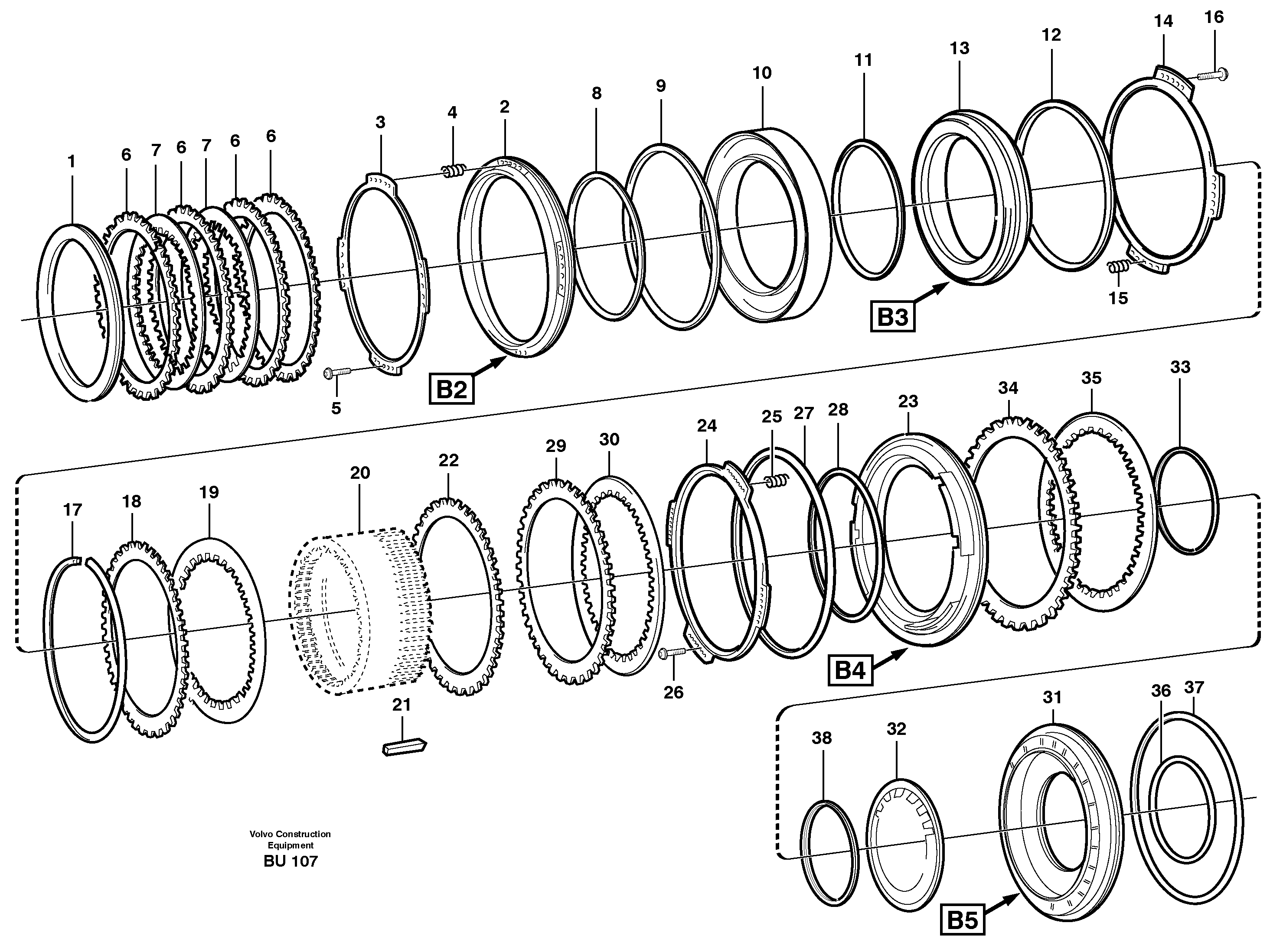 Brakes, rear  B2, B3, B4, B5, 22648 — volvo parts diagram