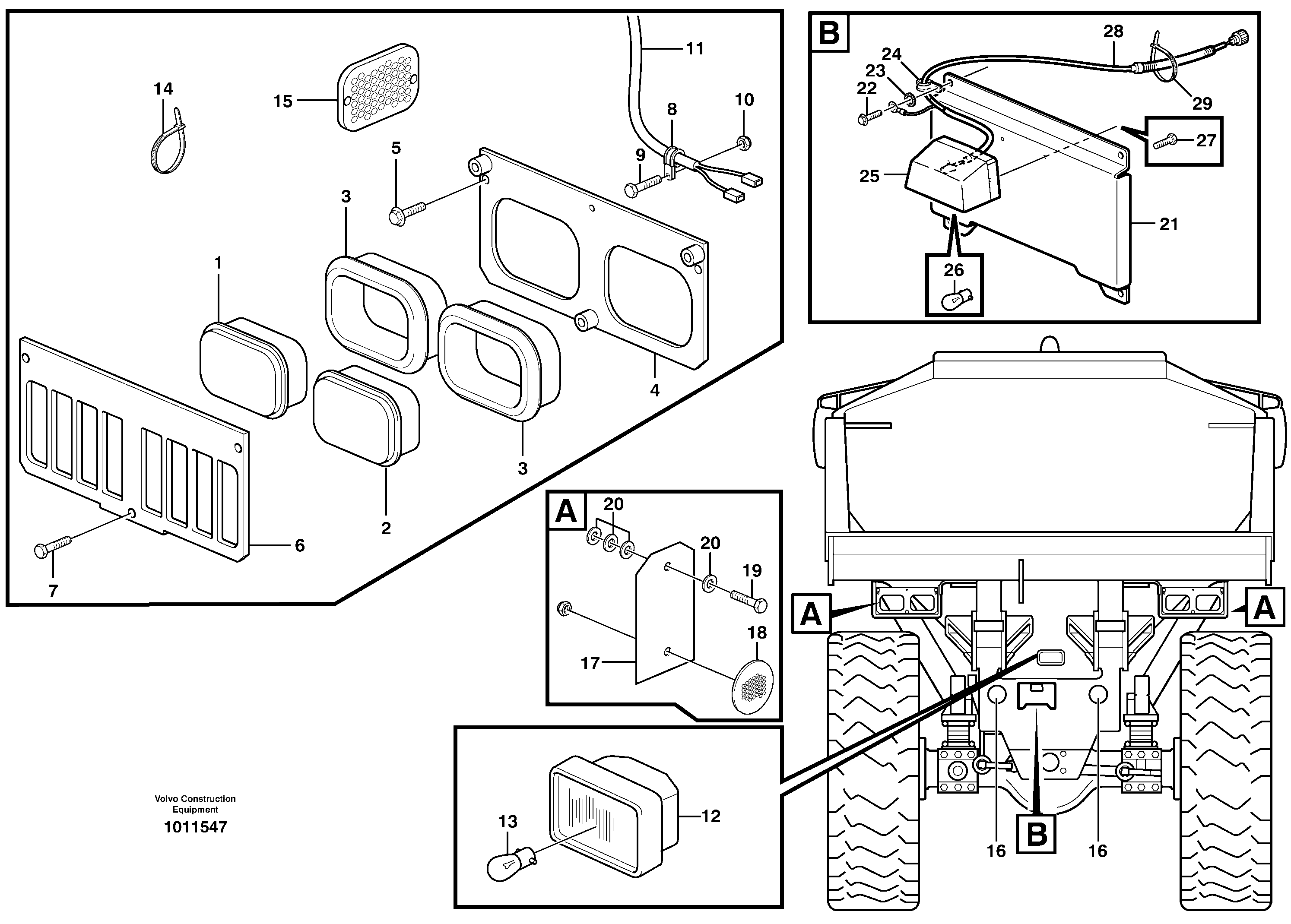 Lighting, rear — volvo parts diagram