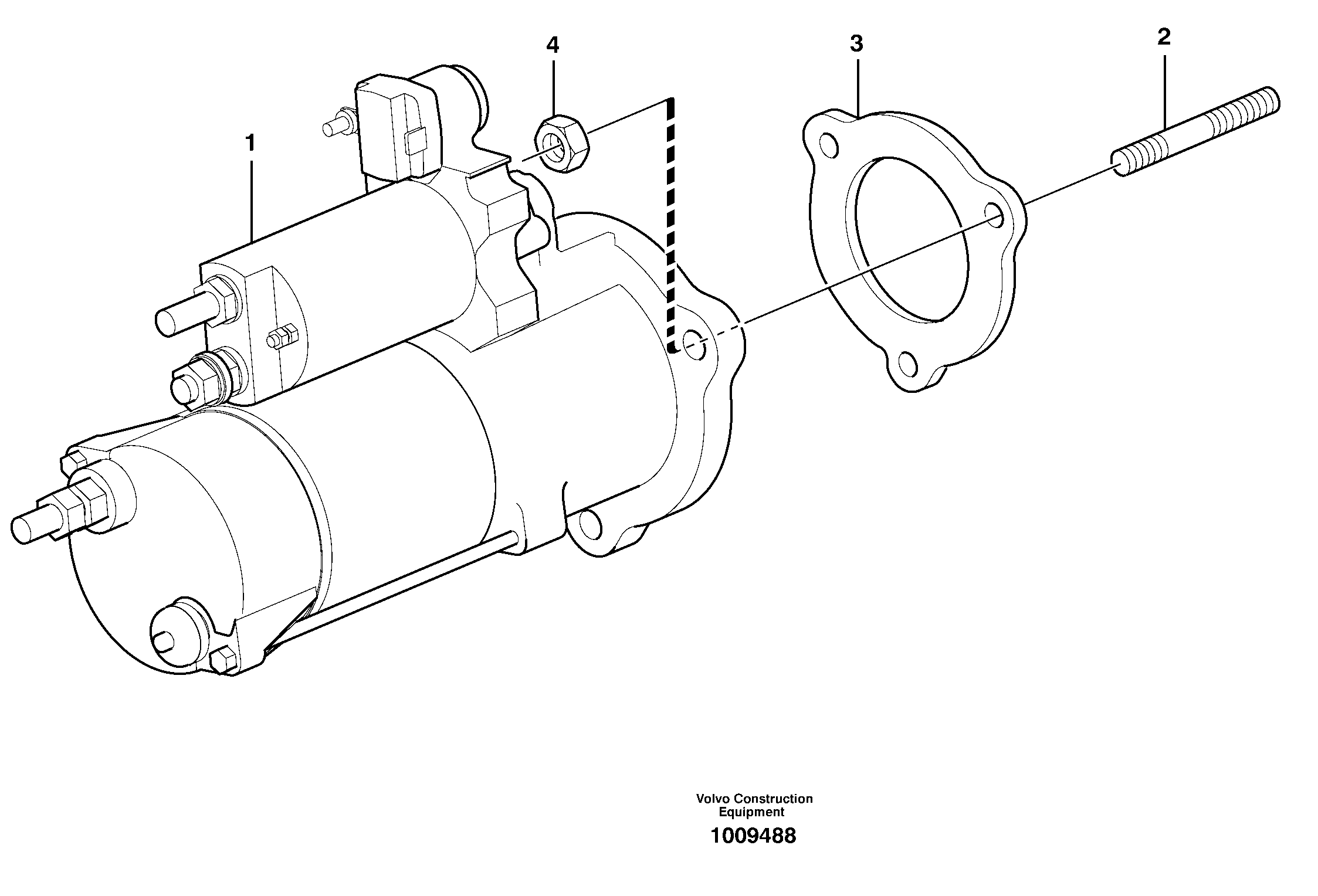Starter motor with assembling details — volvo parts diagram
