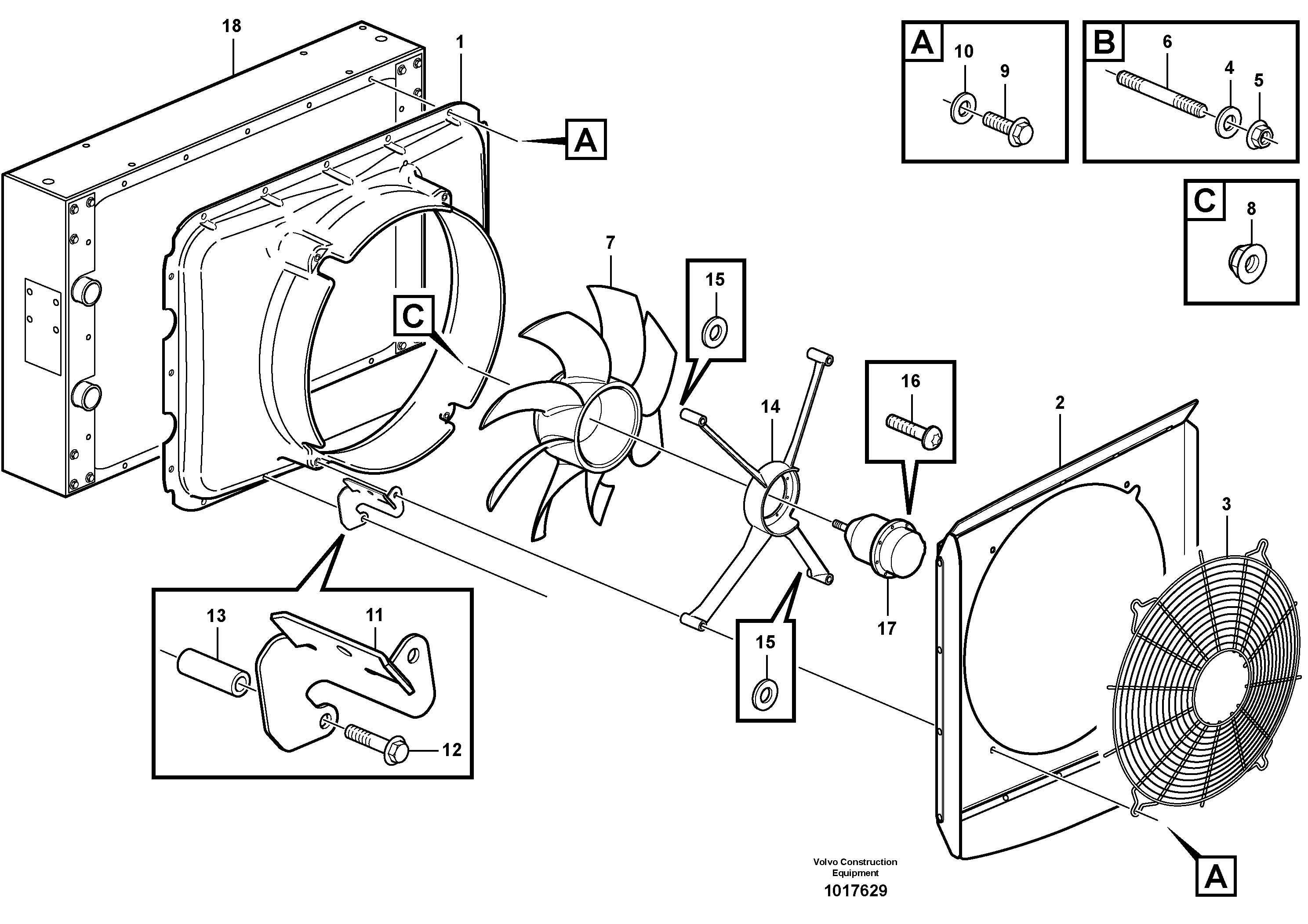Fan and fan shroud  S/N 14001 -, 74001 - BRA — volvo parts diagram