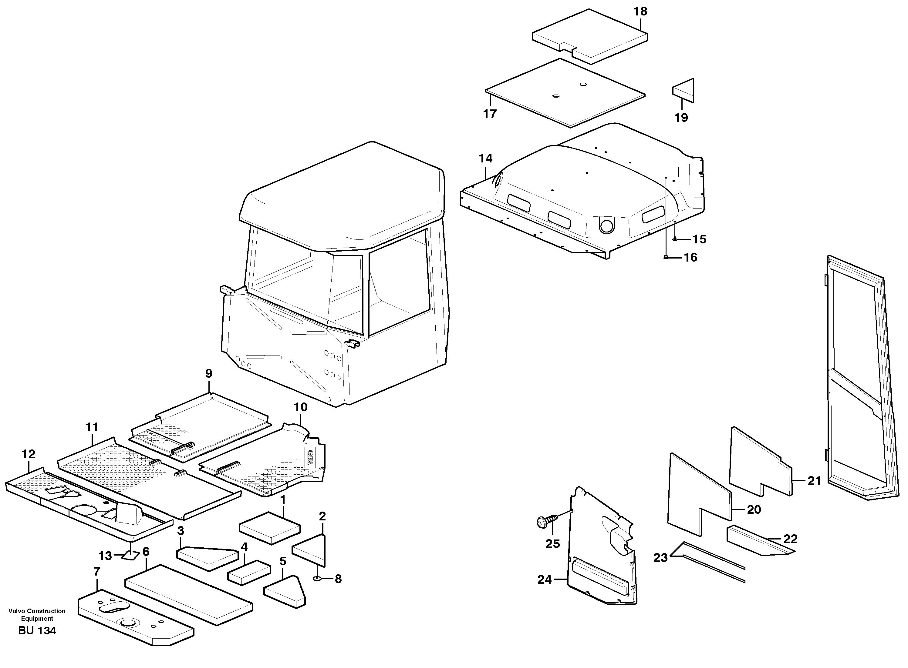 Upholstery and insulation, floor, door and roof — volvo parts diagram