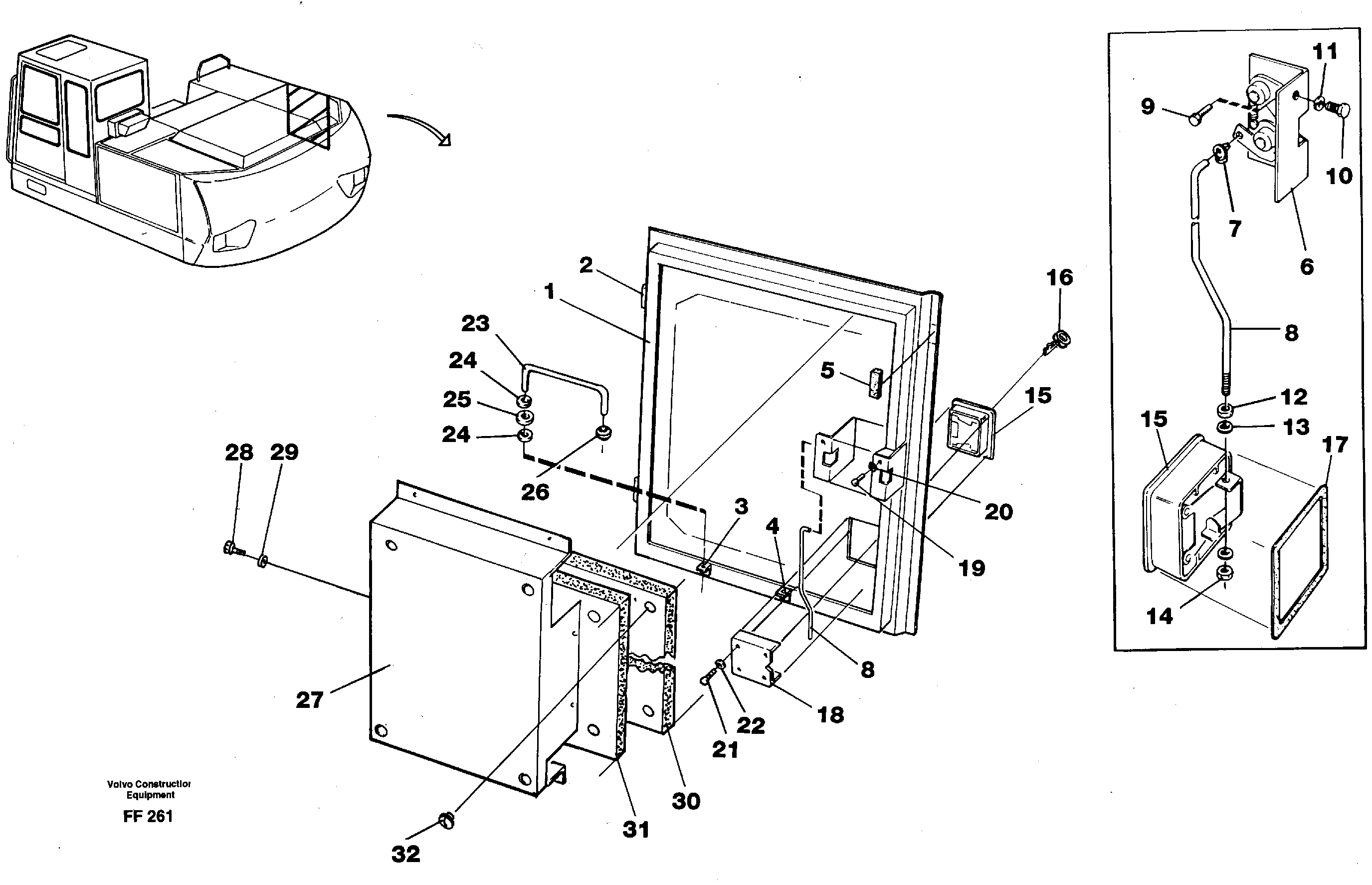 Door, servo pumps, right — volvo parts diagram