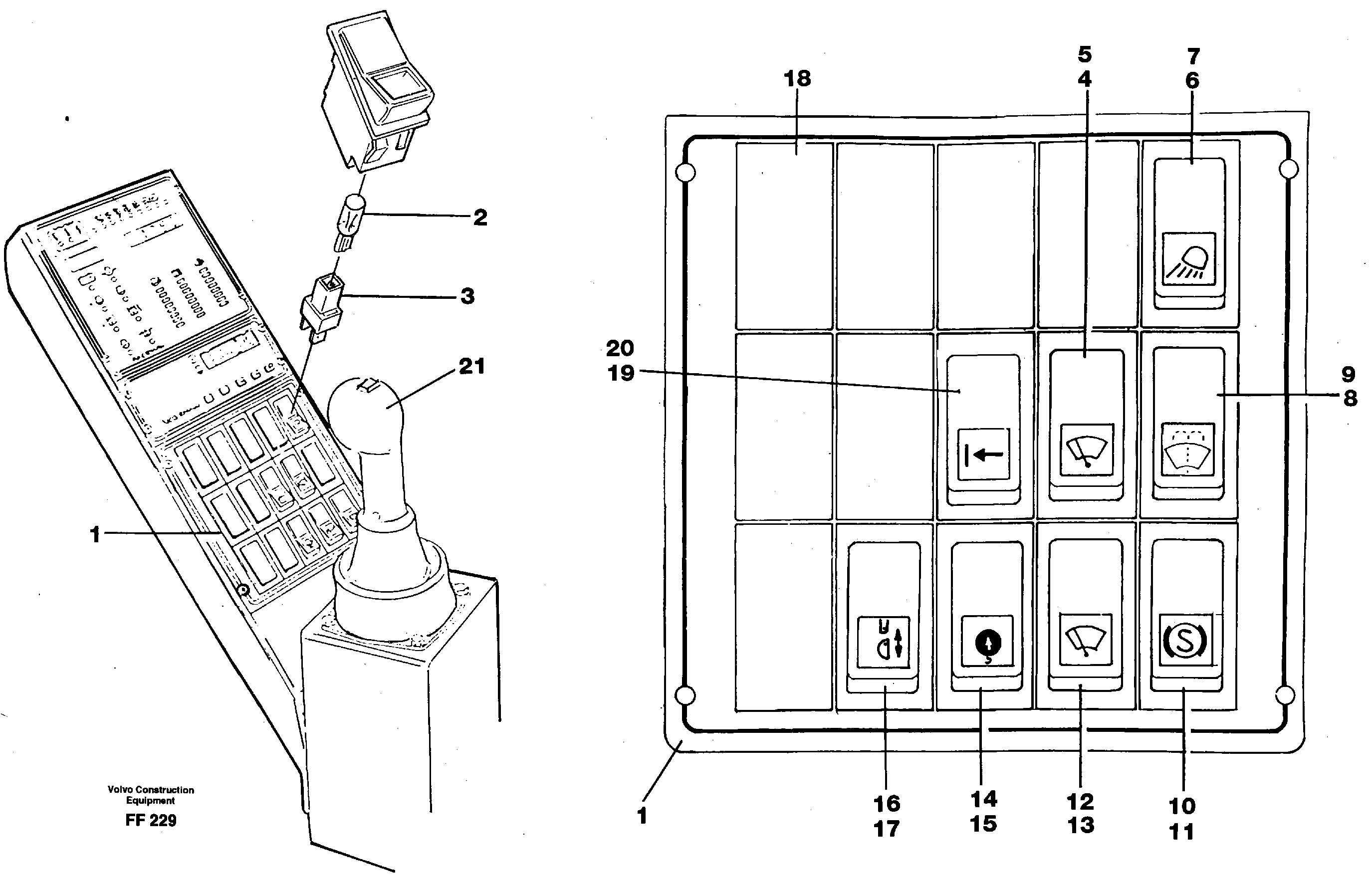 Rocker switch panel — volvo parts diagram