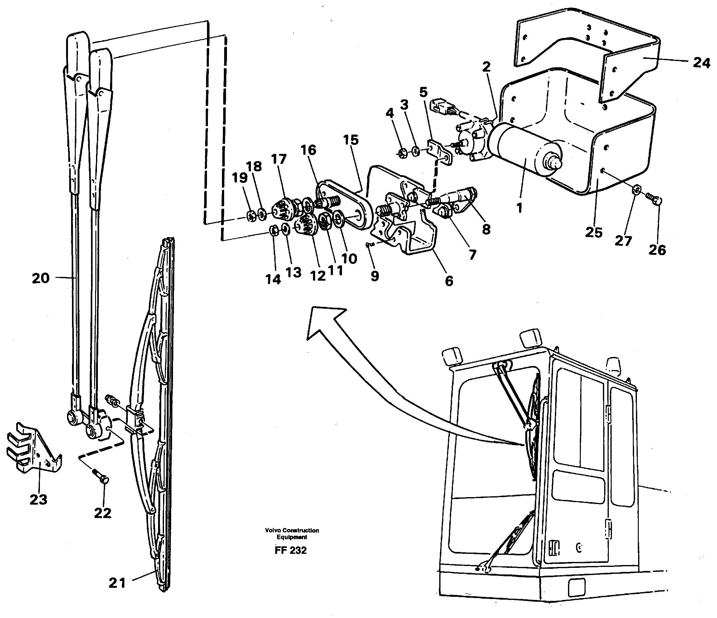 Windscreen wiper, upper — volvo parts diagram