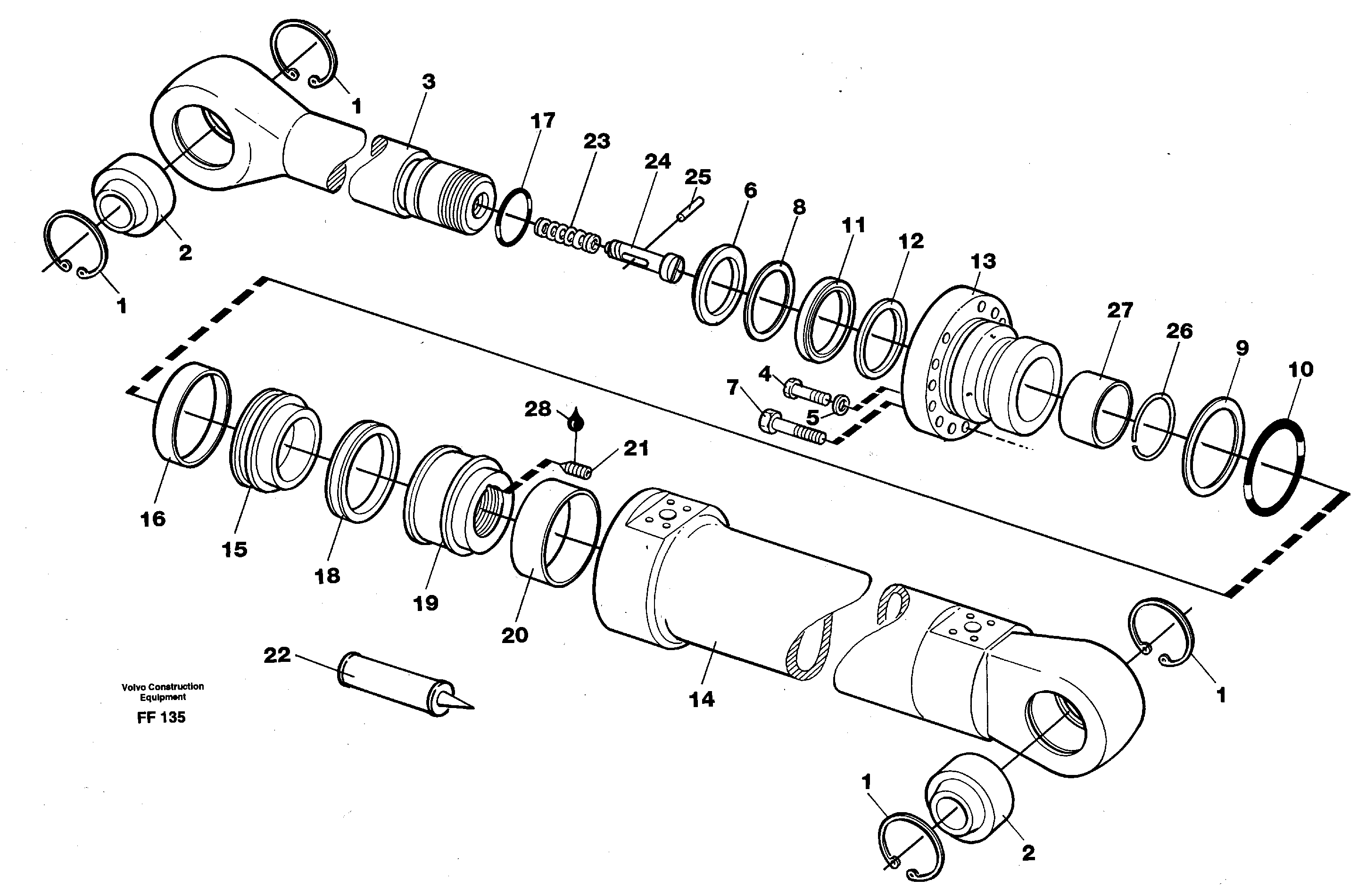 Dipper arm cylinder  14267962 14268047 — volvo parts diagram