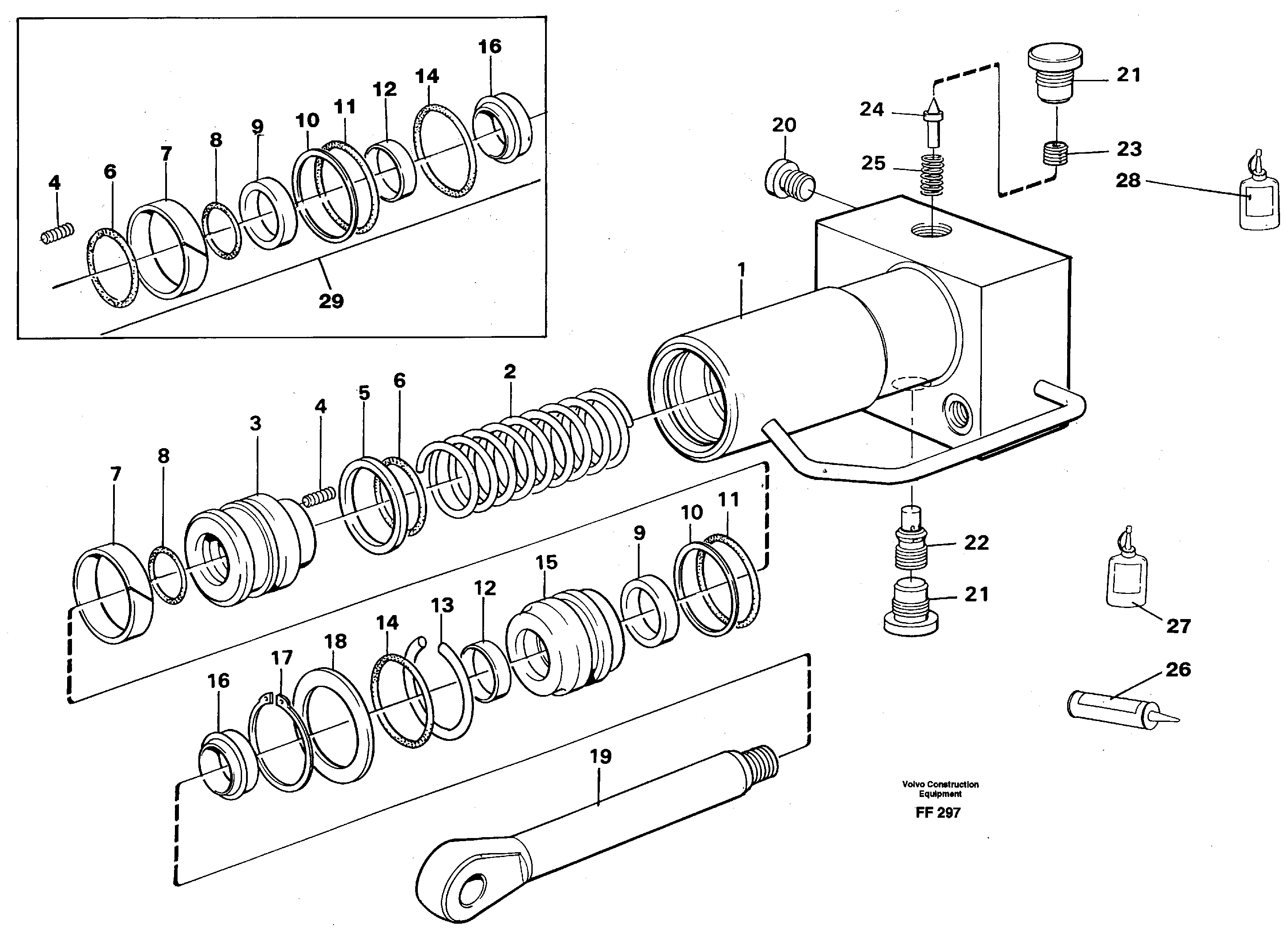Hydraulic cylinder, quick attachment  14264493 — volvo parts diagram