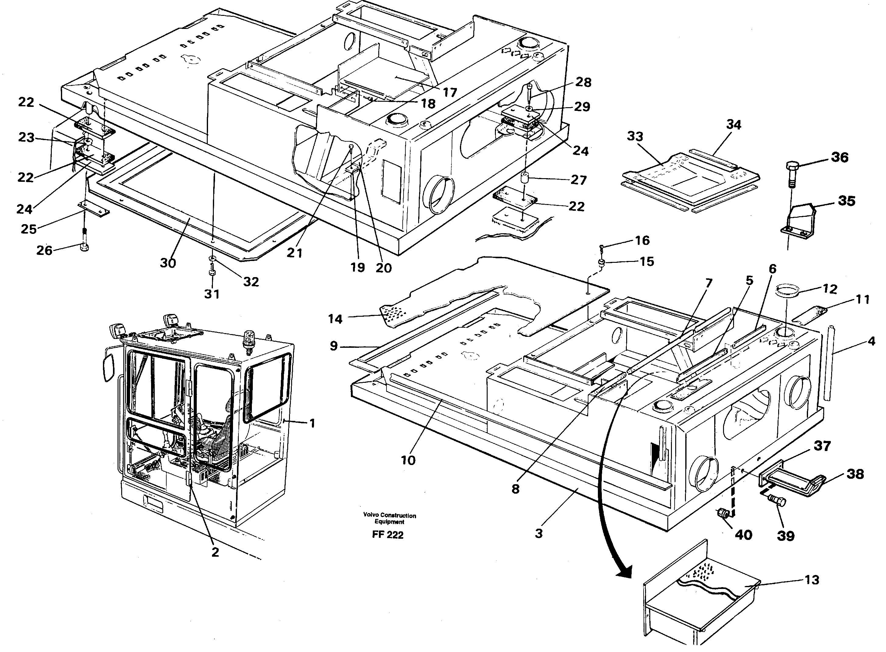 Drivers cab and cabin floor — volvo parts diagram