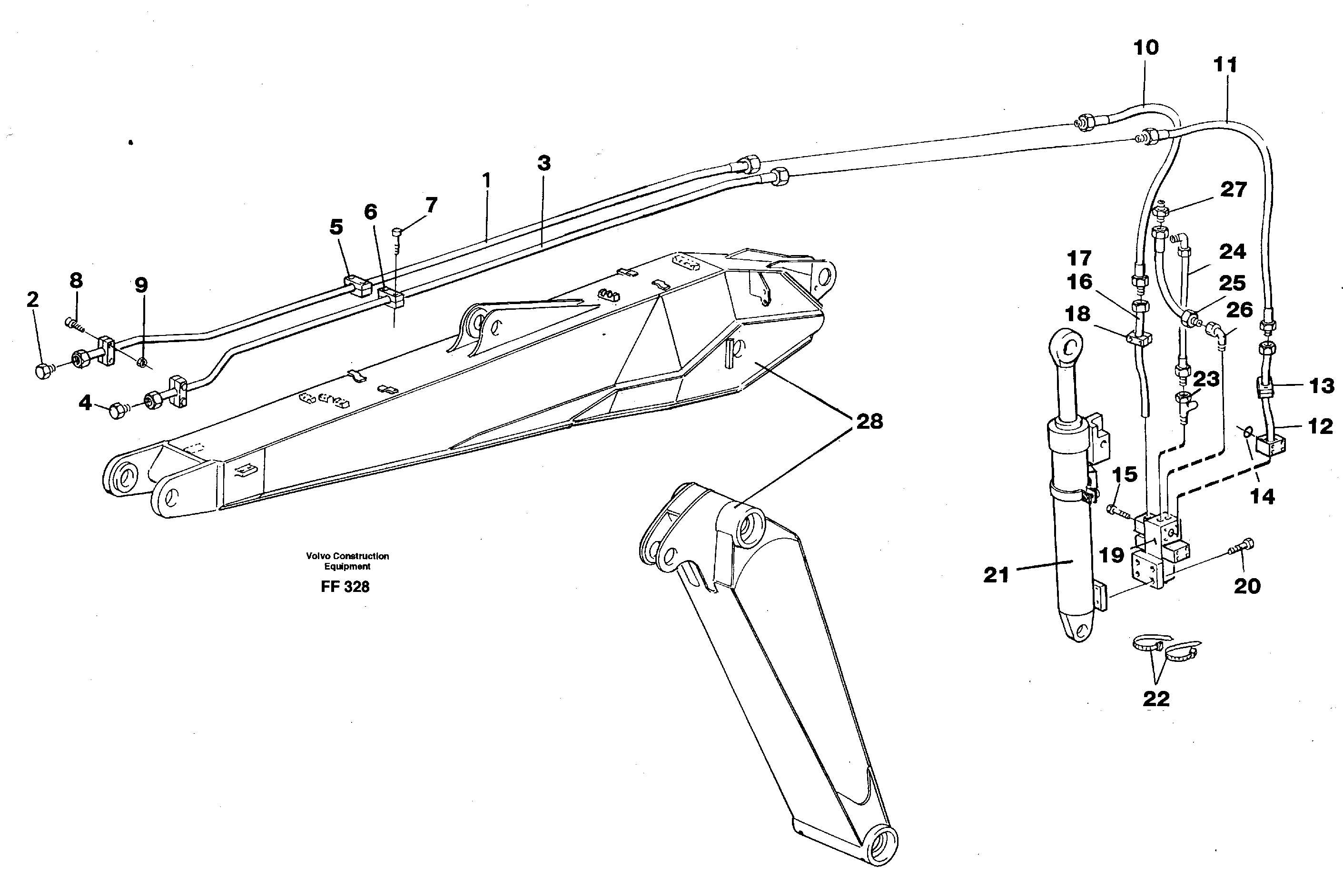 Hydraulic hammer equipment,adjustable boom  14253462 — volvo parts diagram