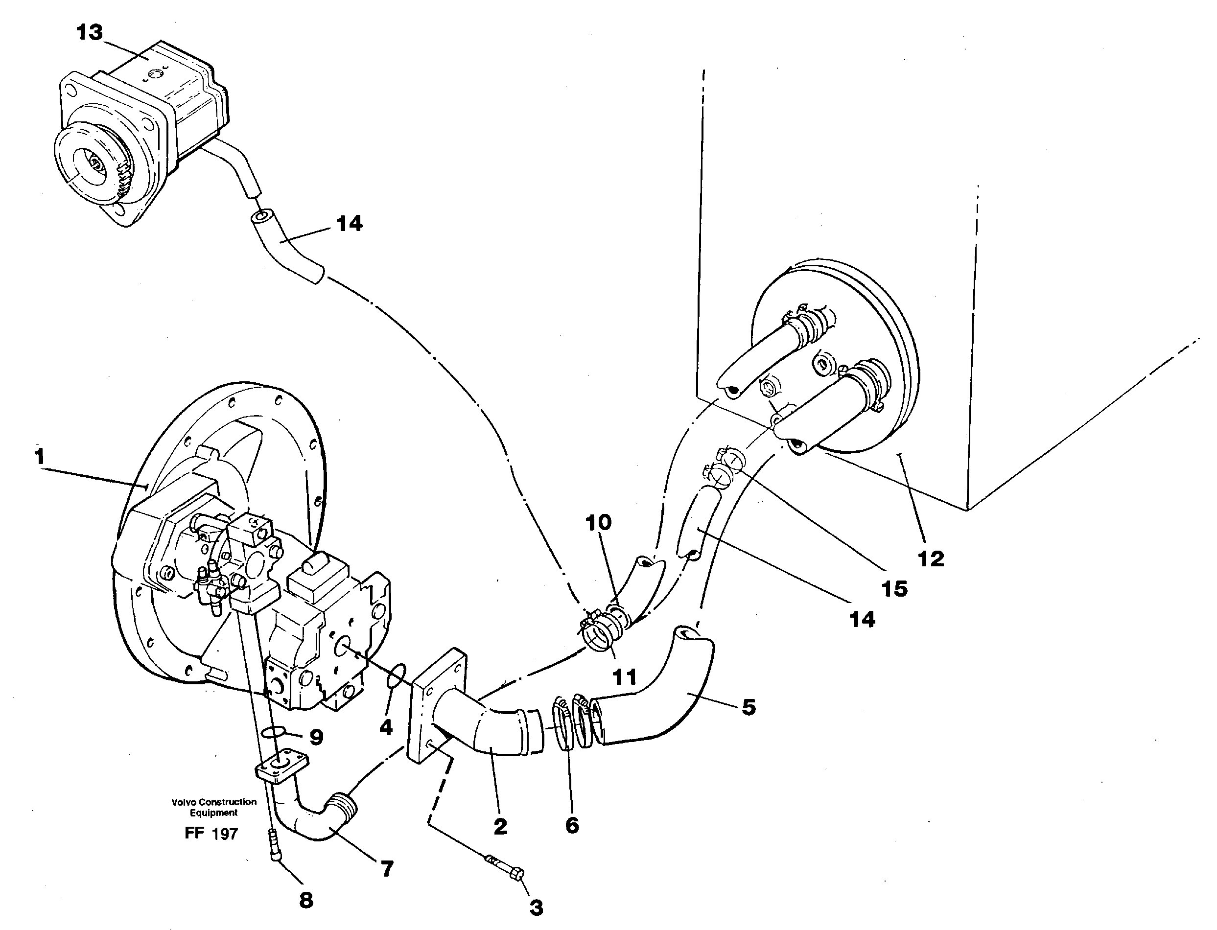 Hydraulic system suction lines — volvo parts diagram